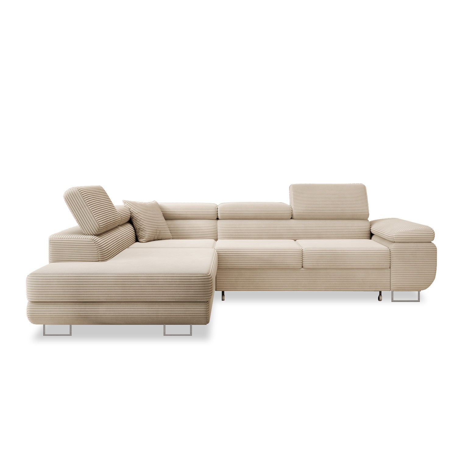 Intensedeco - Canapé D'Angle Gauche Convertible Marius Velours Côtelé Beige