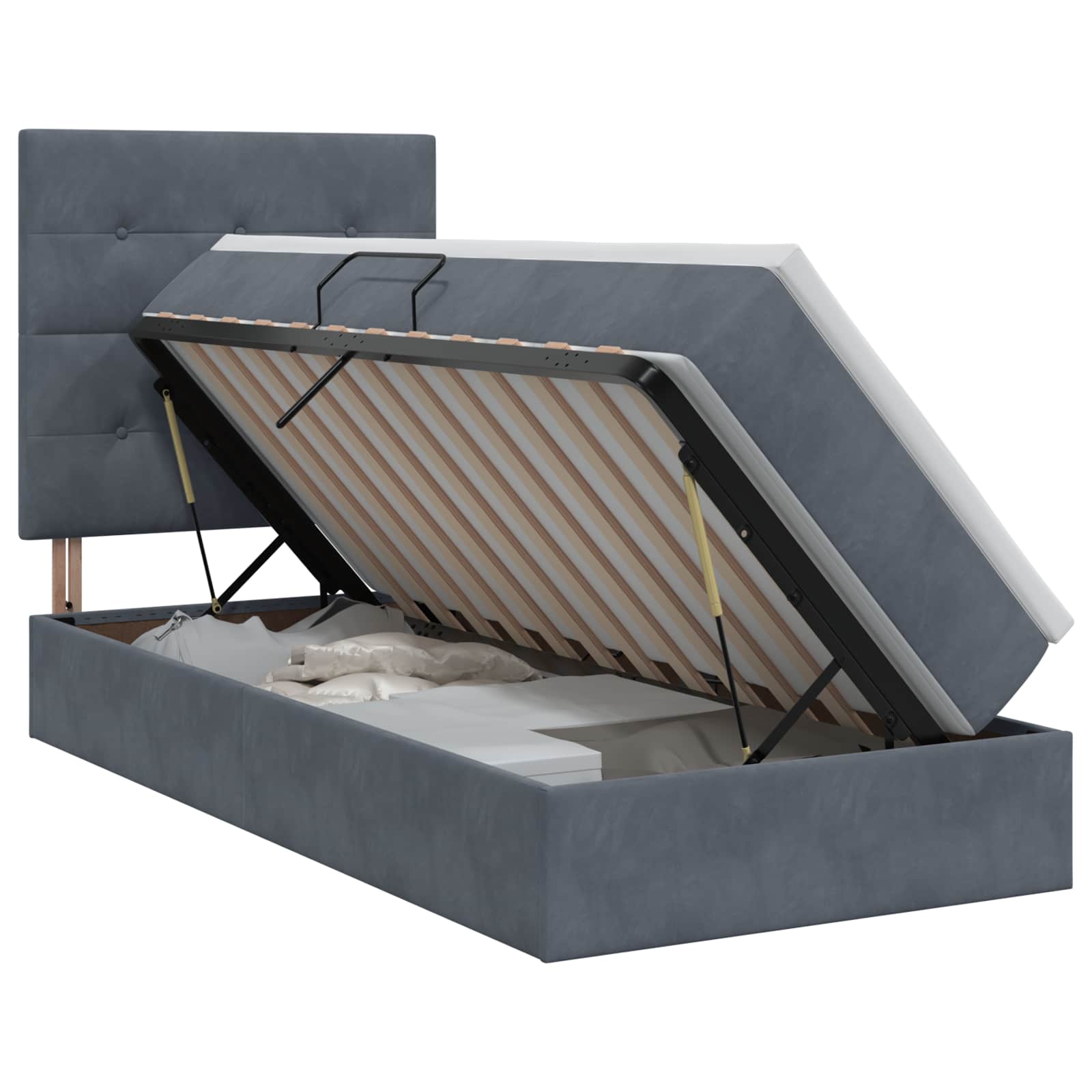 Vidaxl Grau Bett, Aufbewahrungsbett (90 X 200 Cm) - Image 2