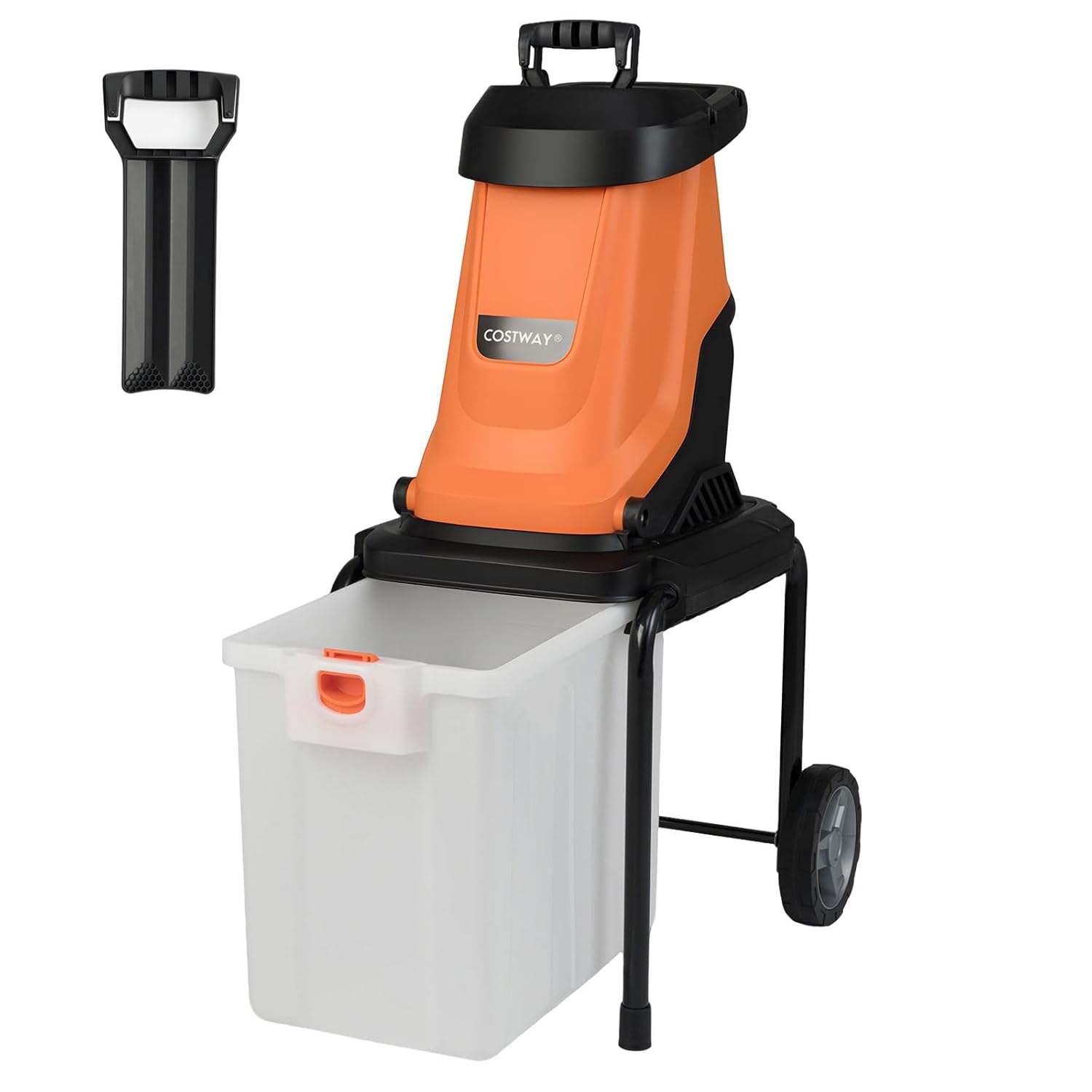 Costway 2800w Biotrituratore Elettrico Per Rami, Trituratore Da Giardino Con Cesto Da 50l E Ruote, Diametro Di Taglio 4,5 Cm, Rapporto Di Riduzione 15:1, Trituratore Rami Per Cortile (arancione) COSTWAY