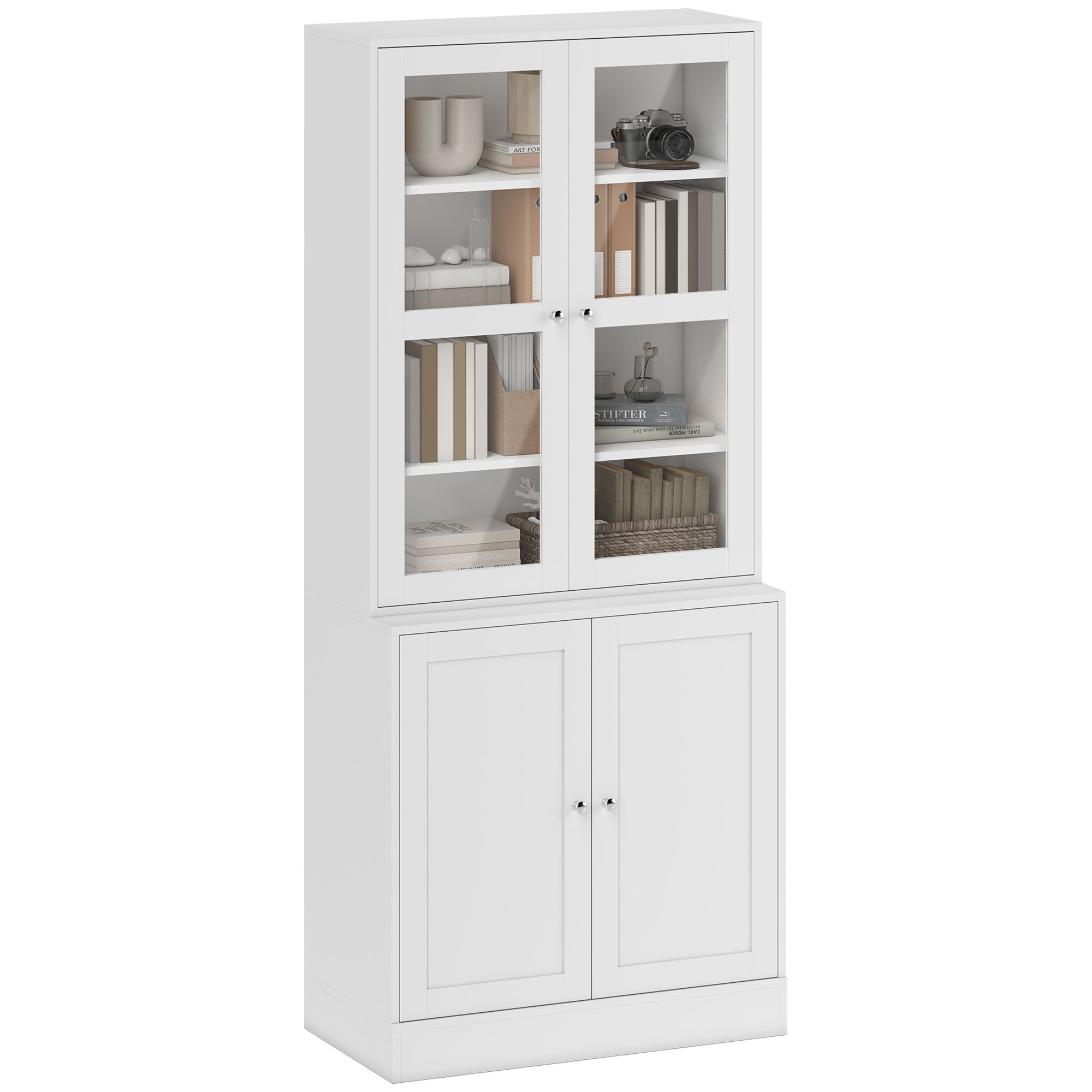 Homcom - Bibliothèque Vitrine Multi-rangement - 2 Portes Verre