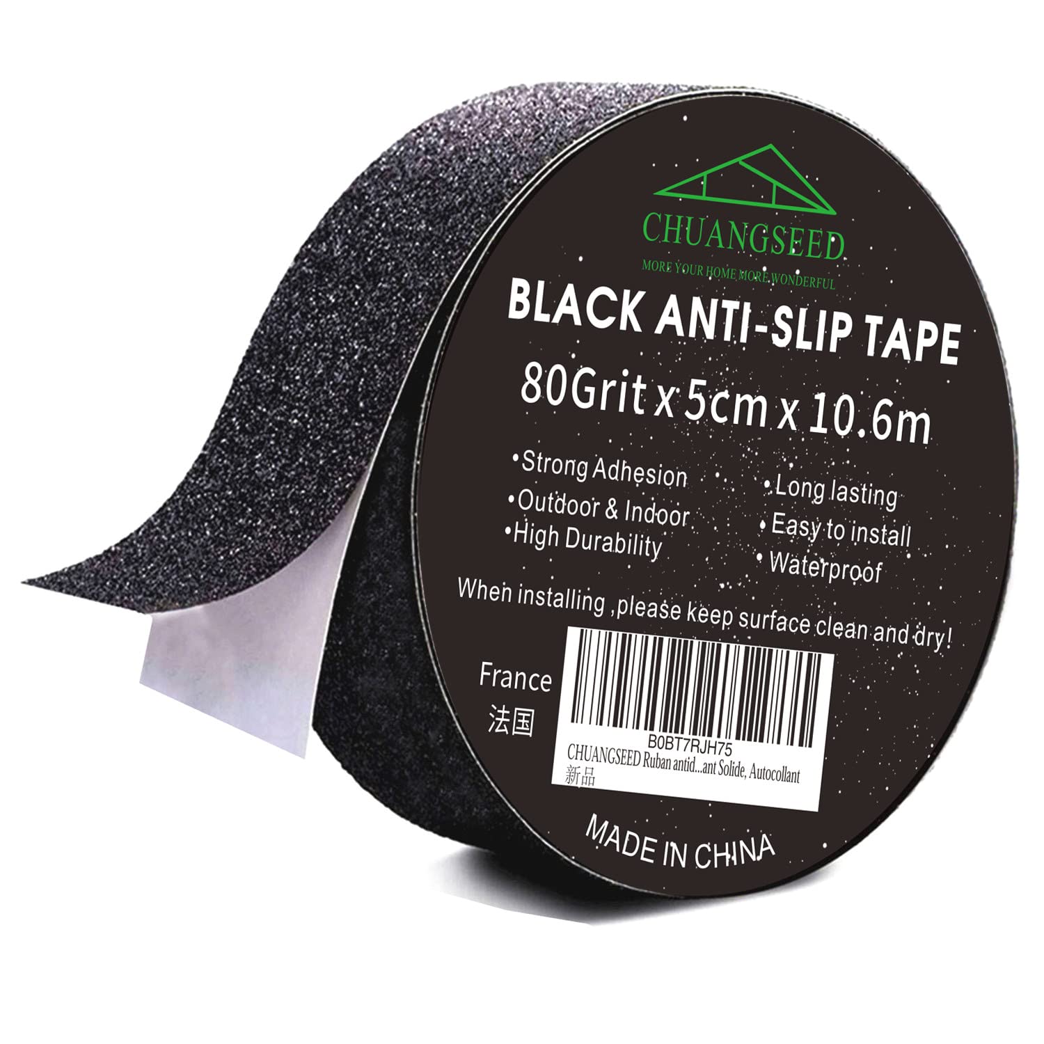 Ruban antidérapant adhésif noir 5 cm x 10,6 m, pour escaliers et sols