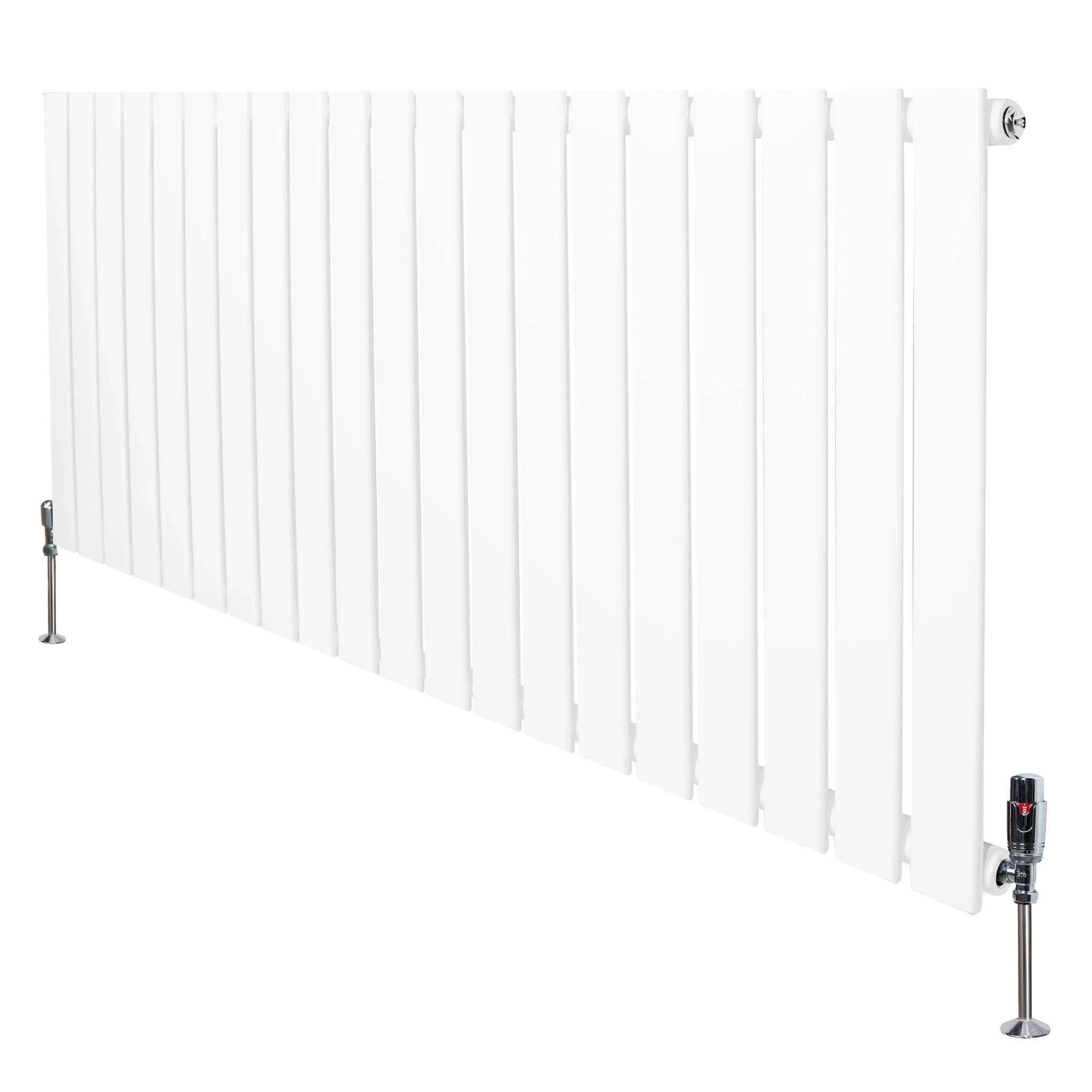 Monster Shop Flat Single Column Radiator & Valves – 600mm X 1400mm – White