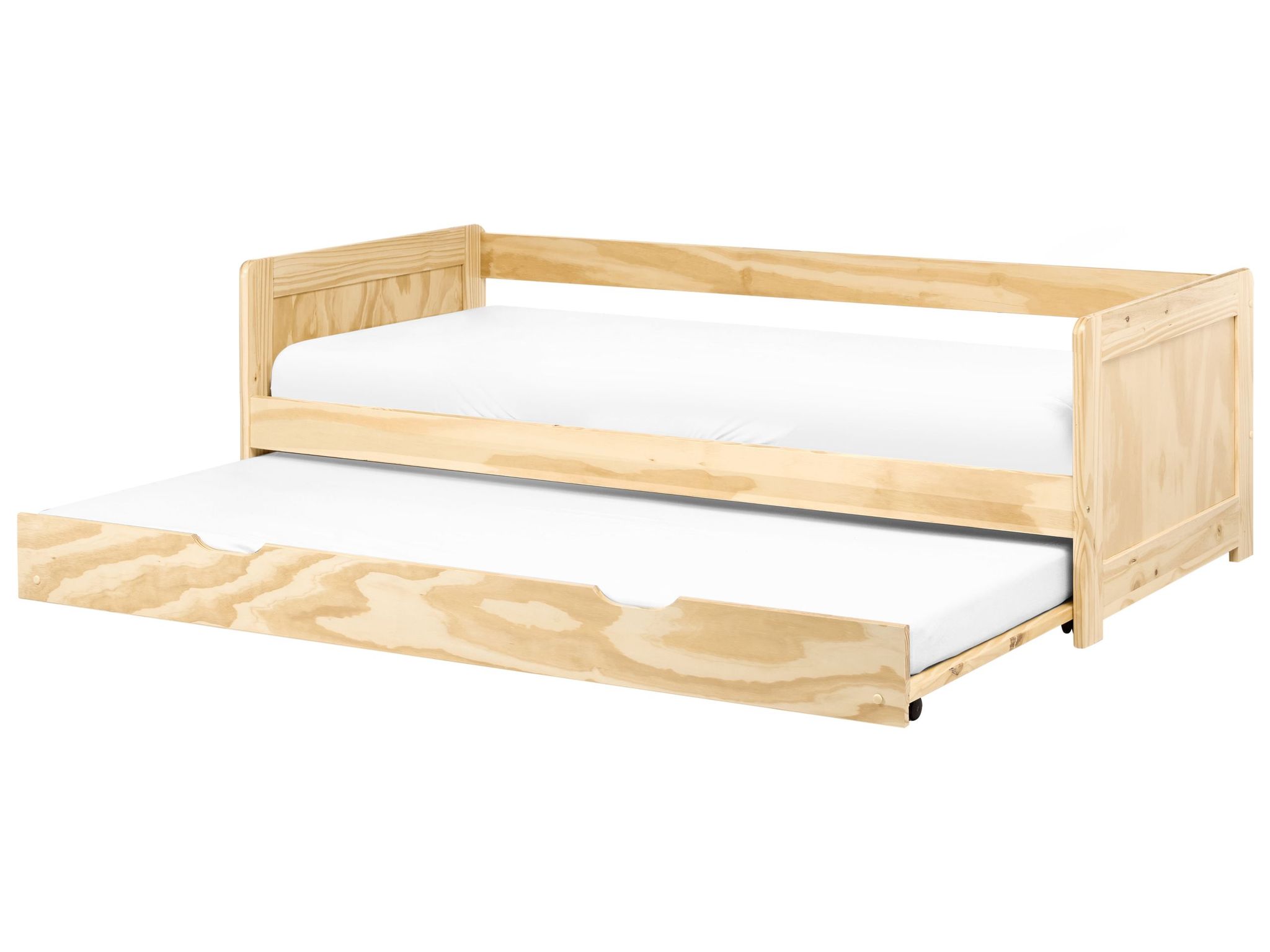 Beliani - Kids Wooden Eu Single Trundle Bed Frame Slide Out Extra Bed Pine Wood Light Shade Gravelines