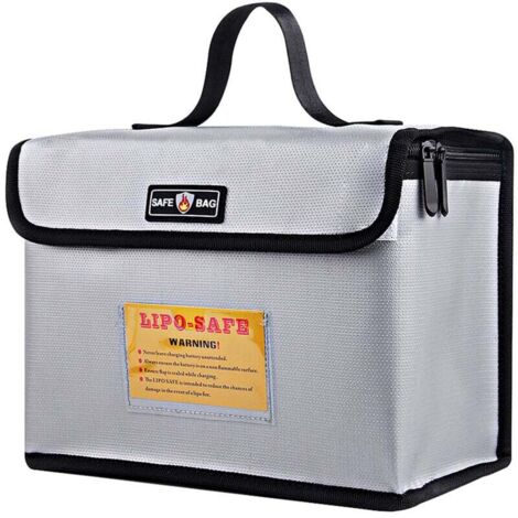Sac de protection pour batterie lithium ignifuge et antidéflagrant, 260 x 130 x 190 mm, résistance 1000 °C