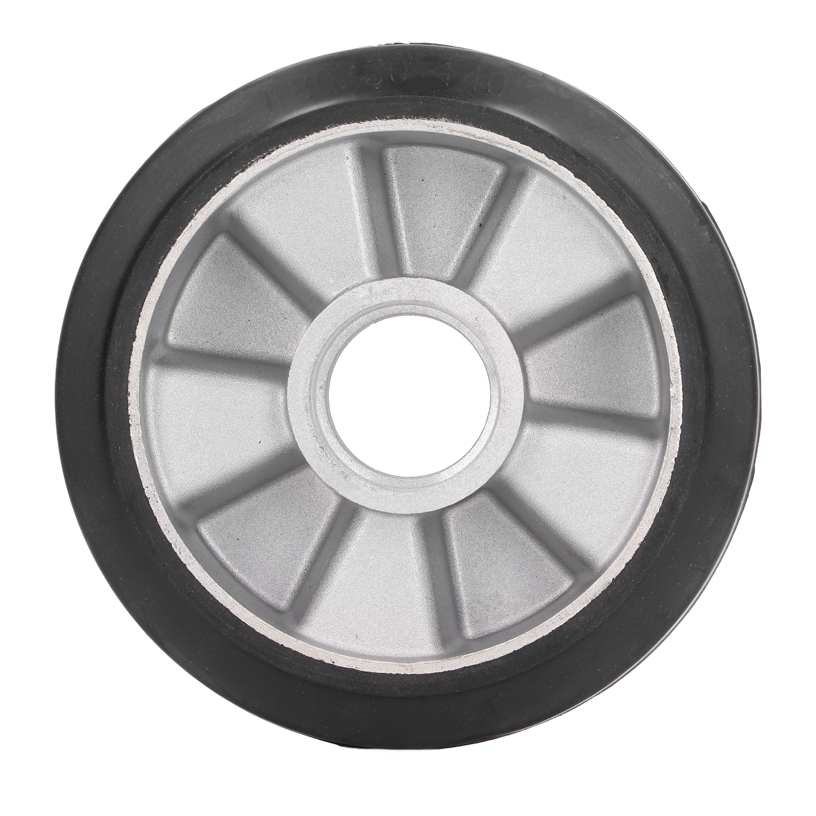 Roue de remplacement 180x50 mm, pneu caoutchouc massif, alésage roulement 6204, moyeu inox