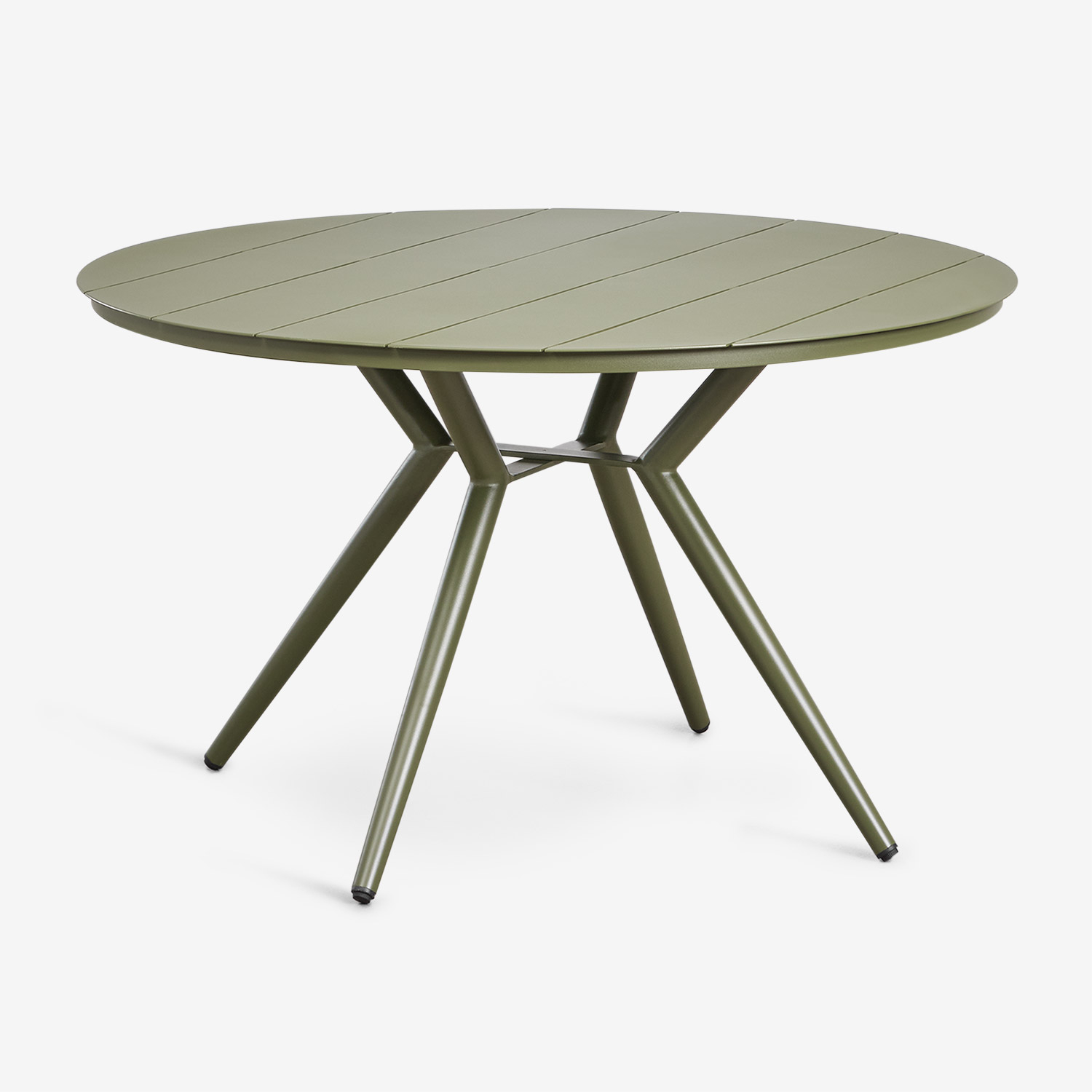 Sklum – Table De Jardin Ronde En Aluminium – Vert Olive Intense – Ø125