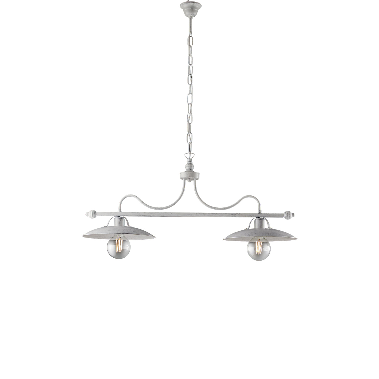 Bonetti Illumina Lampadario In Ferro Laccato Bianco Con Decorazione...