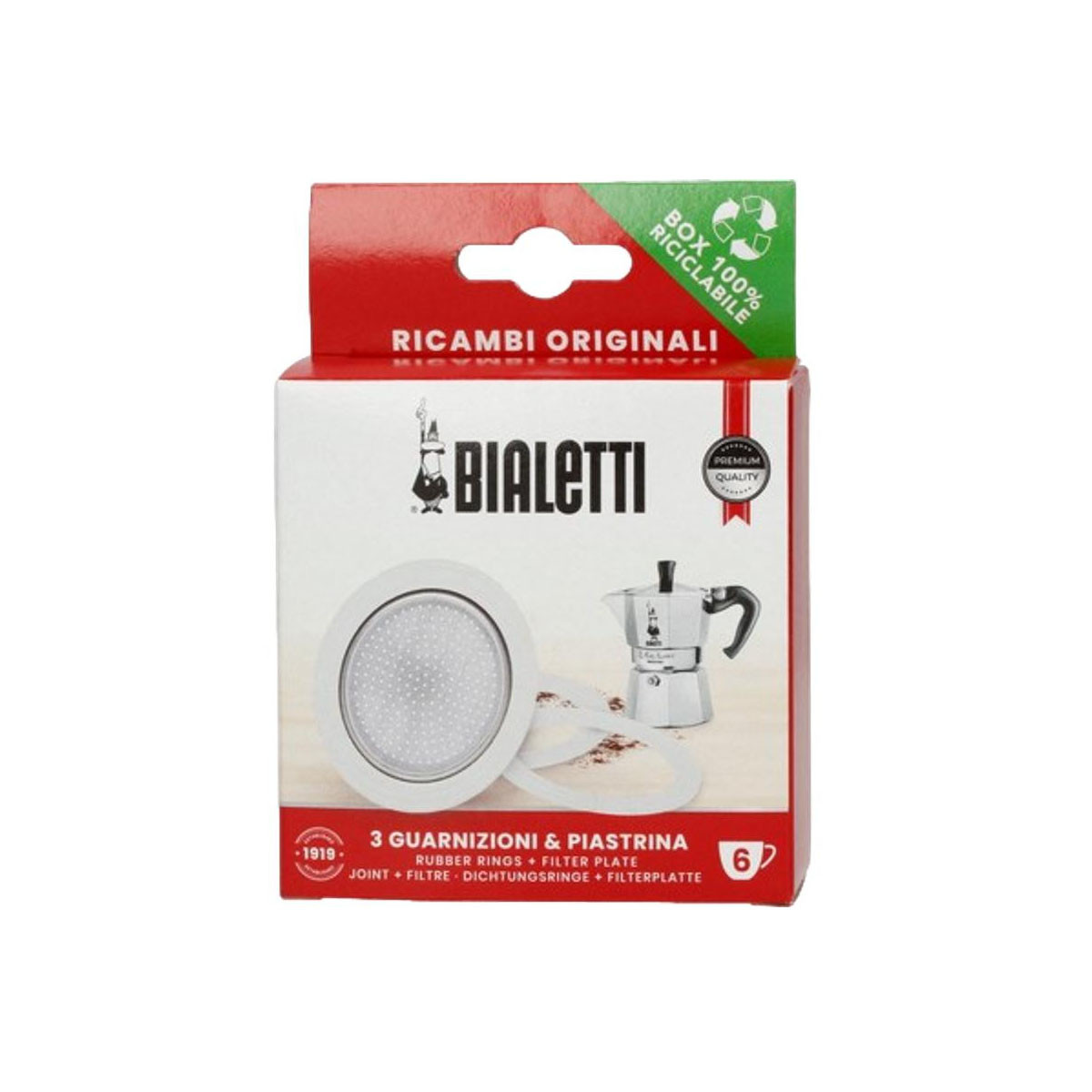 Bialetti Versilbert Kit Dichtungen Aus Gummi Und Aluminiumfilter Silber