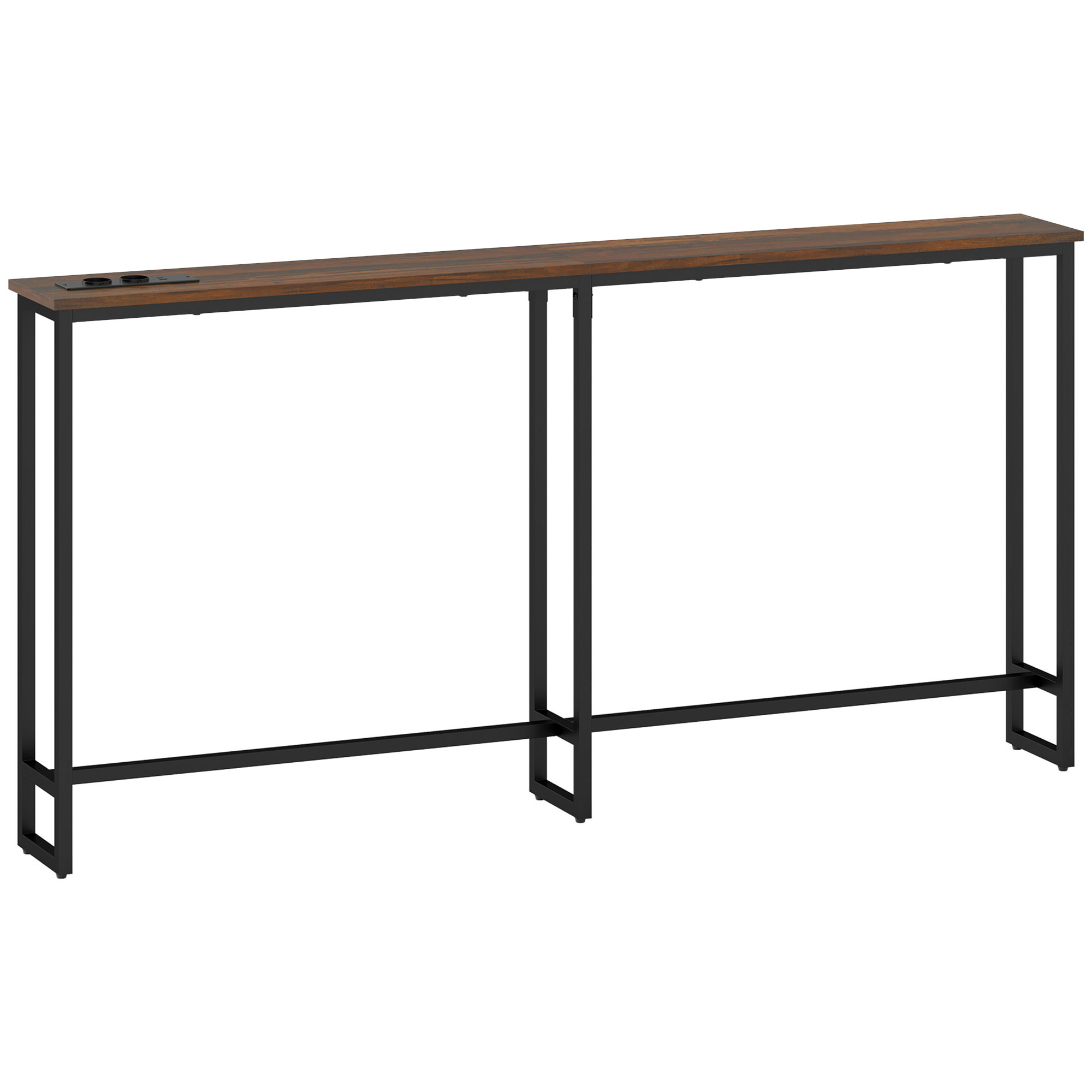 Table Console Design Avec Port Usb Hector Marron
