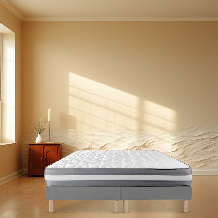 Bysommiflex – Sommier Tapissier Gris 90x200 Cm – Fabrication Française