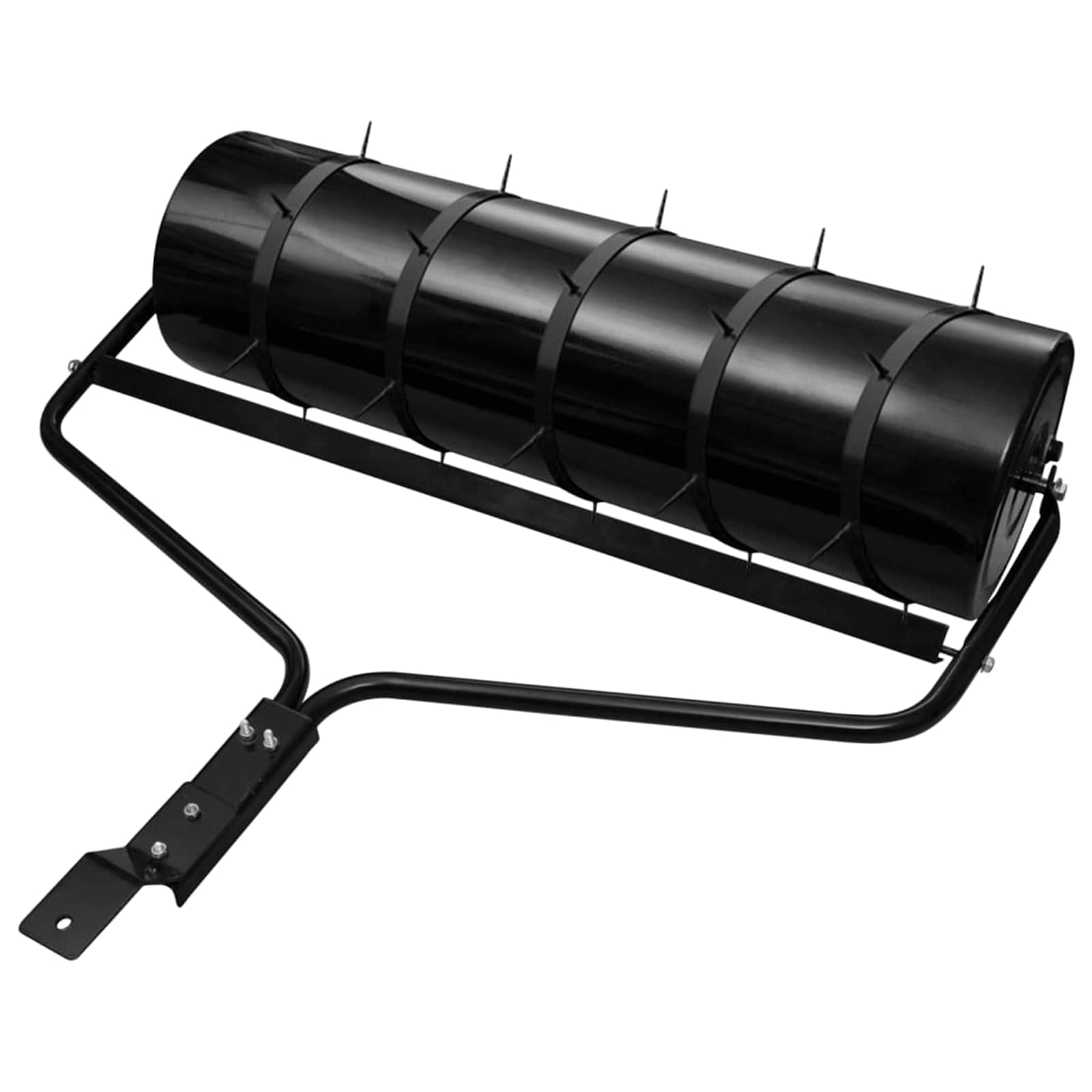 Vidaxl Schwarz Garten Rasenwalze Mit Aerator Klammern Ø 30 X 90 Cm Stahl