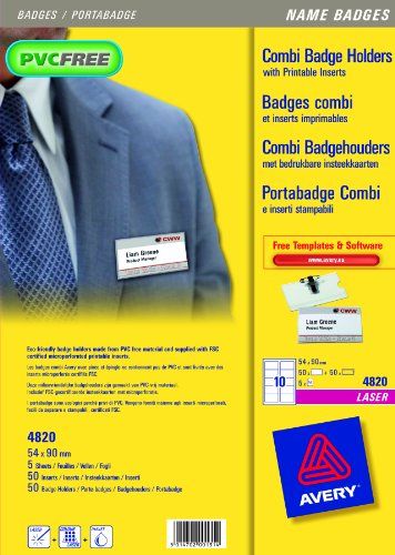 Avery Dennison Weiss/Transparent Informationsschild, Name Badge Set 54X90mm - Image 3