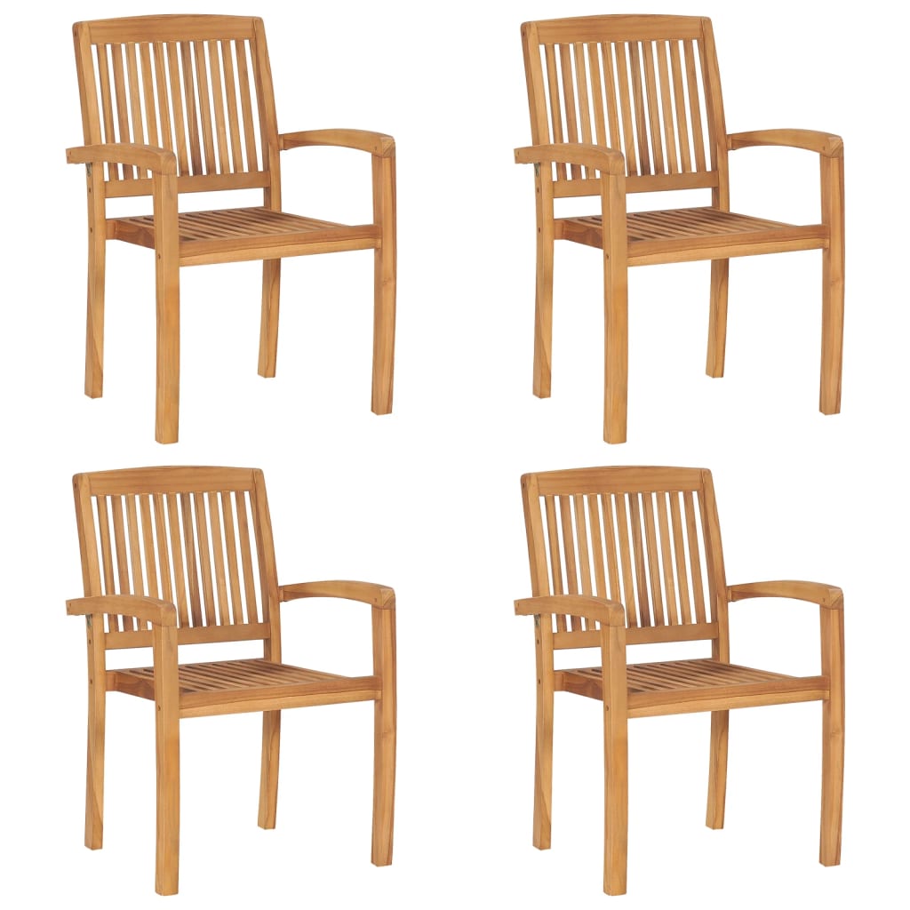 Vidaxl - Chaises De Jardin Empilables 4 Pcs Bois De Teck Solide