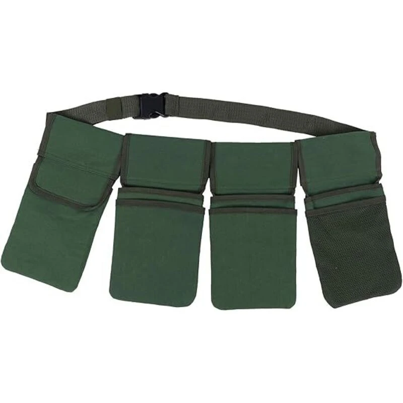 Ceinture porte-outils de jardin en toile, 4 poches, vert, 125 cm
