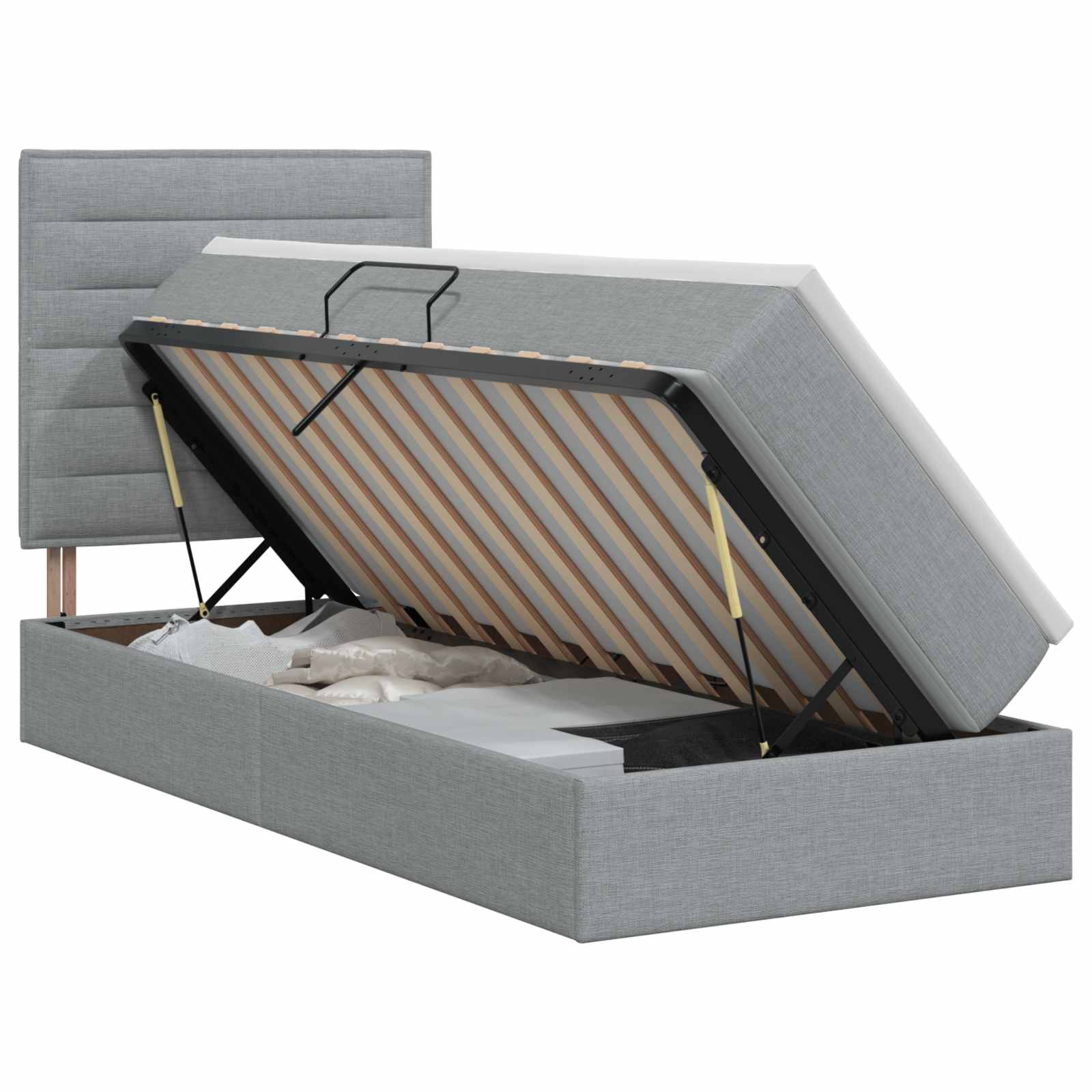 Vidaxl Hellgrau Aufbewahrungsbett Mit Matratze 100 X 200 Cm Stoff