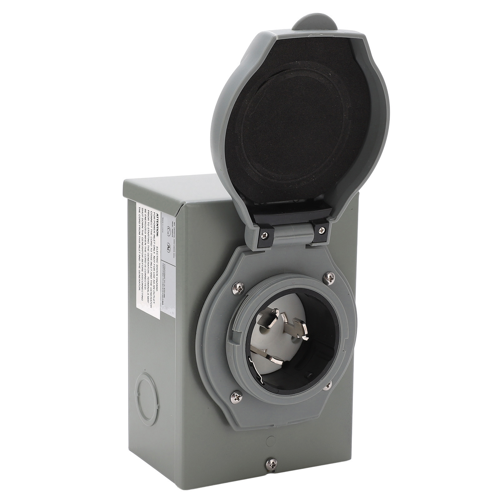 Boîtier d'entrée d'alimentation pour générateur 50 A, alliage d'aluminium, 12500 W, AC125V/250V, voyant vert, prise extérieure