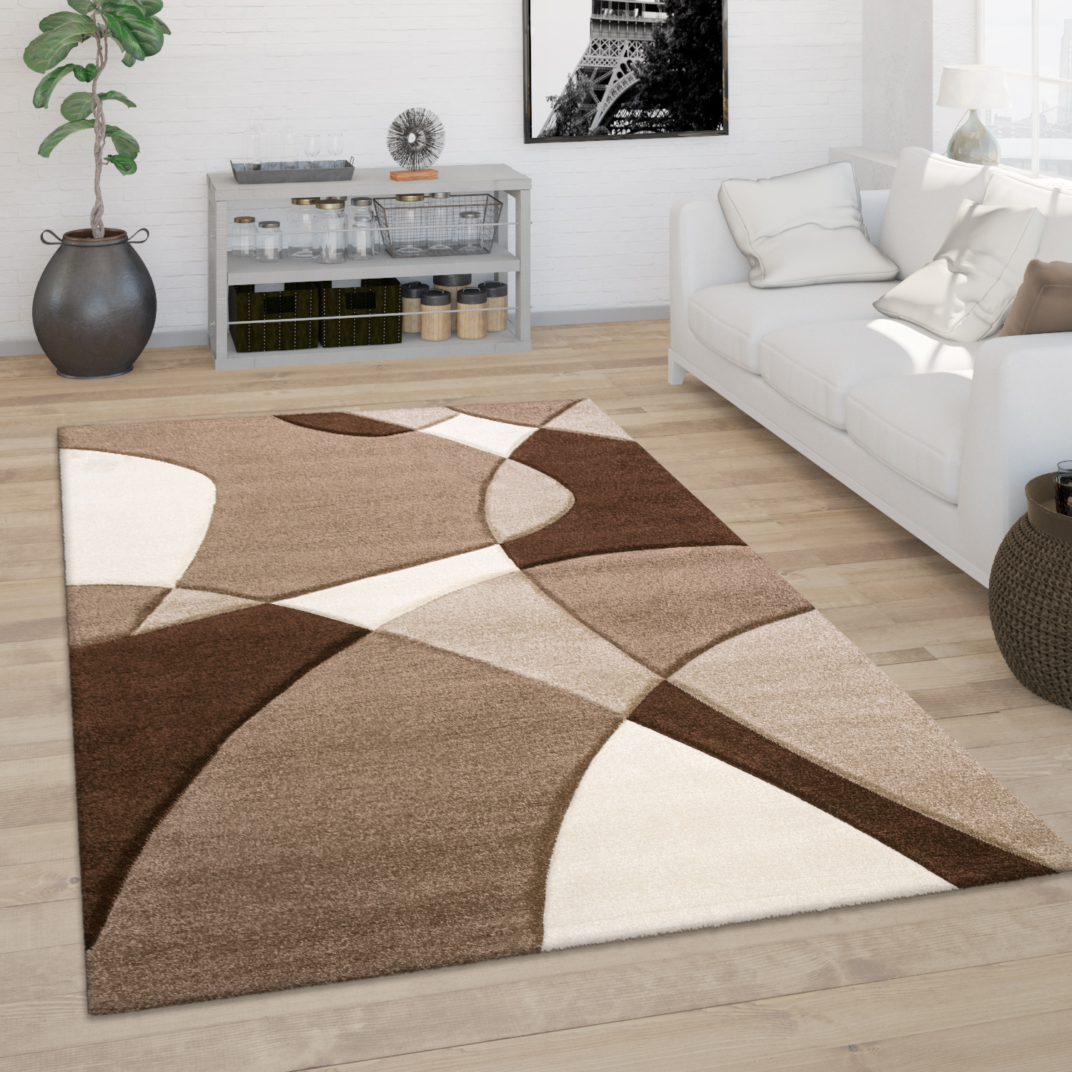 Paco Home - Tapis De Salon Tapis Poil Ras Moderne Look 3d Découpe De