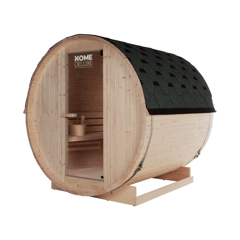 Home Deluxe - Sauna d'extérieur à tonneau lahti l - 195 x 180 cm pour 4 personnes