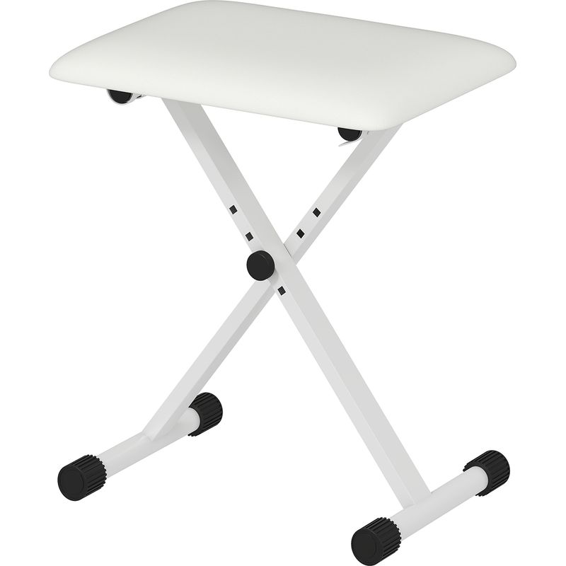 Tabouret de piano pliable réglable en hauteur, assise rembourrée en PU, blanc