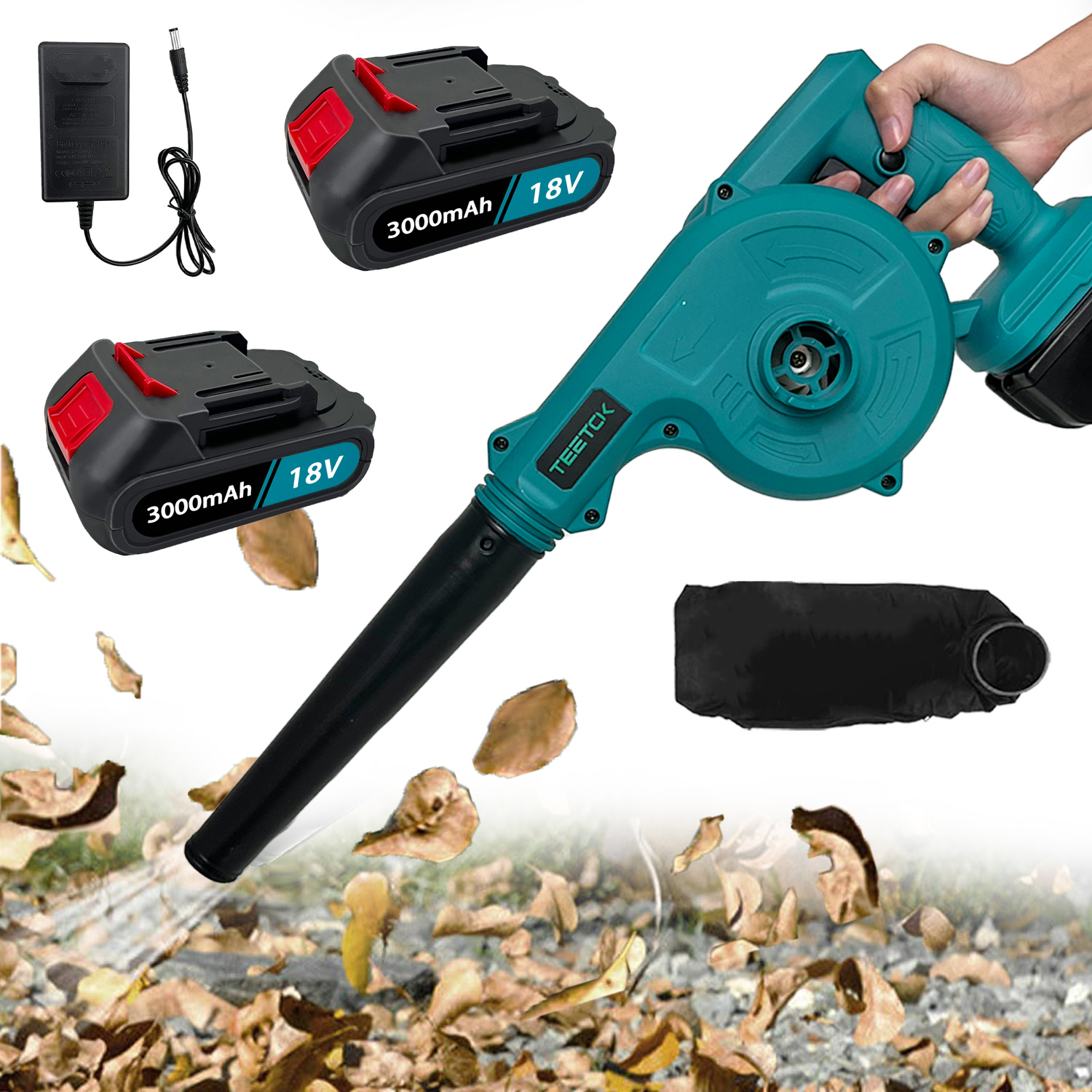 Affiatrici E Aspirapolvere Elettrici, Detergente A Cordone 2 In 1 , Per Foglia, Neve, Auto, Compensazione Della Polvere +batteria 2x 3,0a +caricabatterie , Compatibile Con La Batteria Makita TEETOK