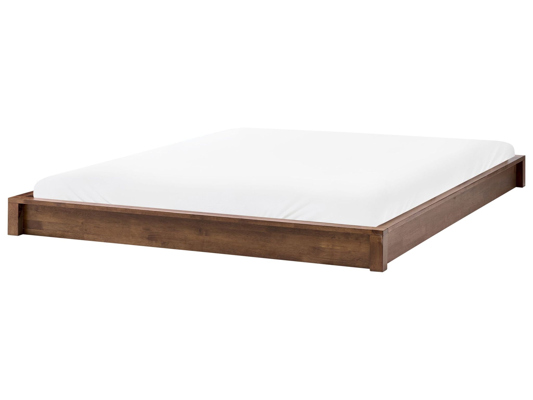 Beliani Bed Dark Brown Wooden Eu King Size 5ft3 Without Headboard Minimalist Design Antras