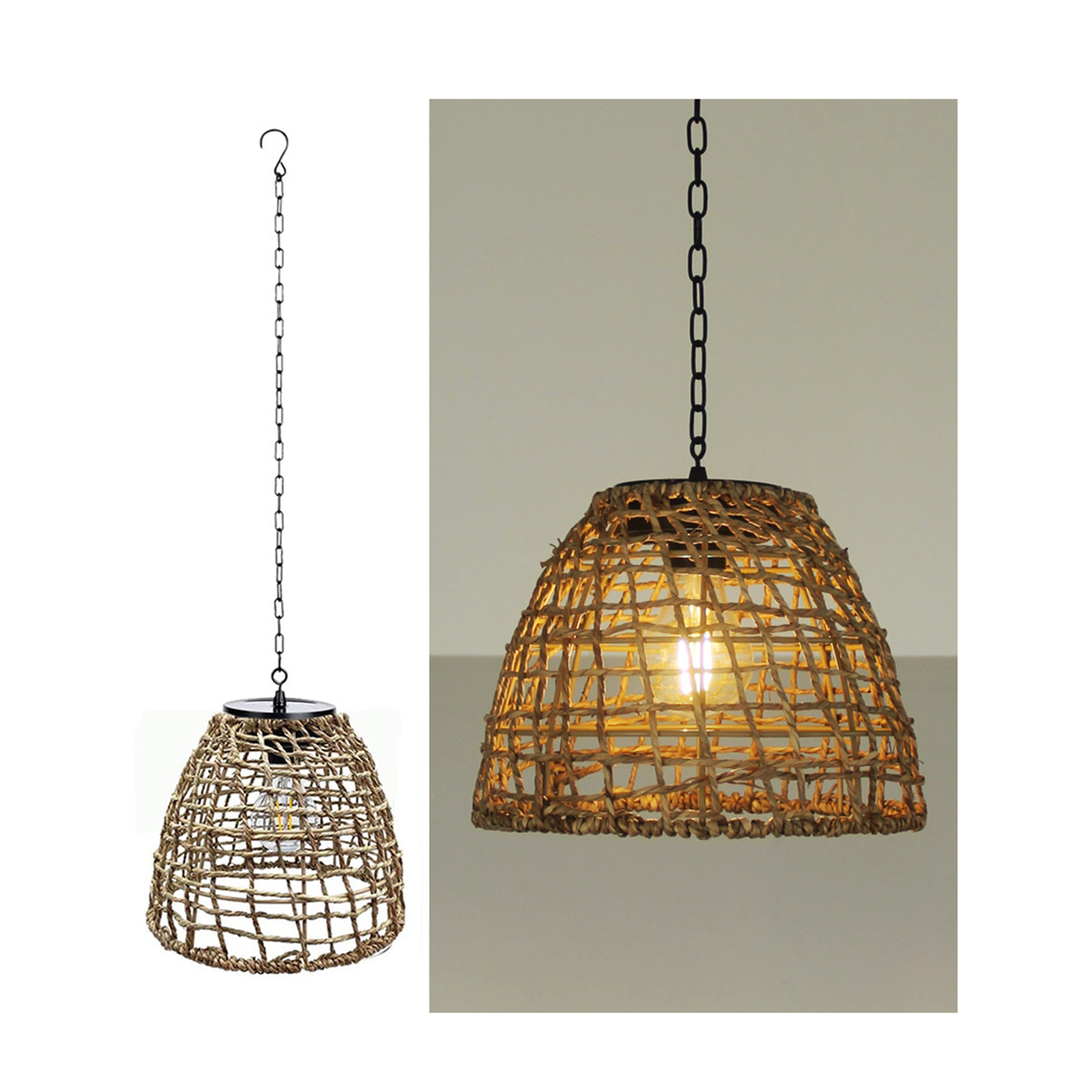 Suspension Solaire Extérieure Toivize Rotin Naturel Lampe Décorative