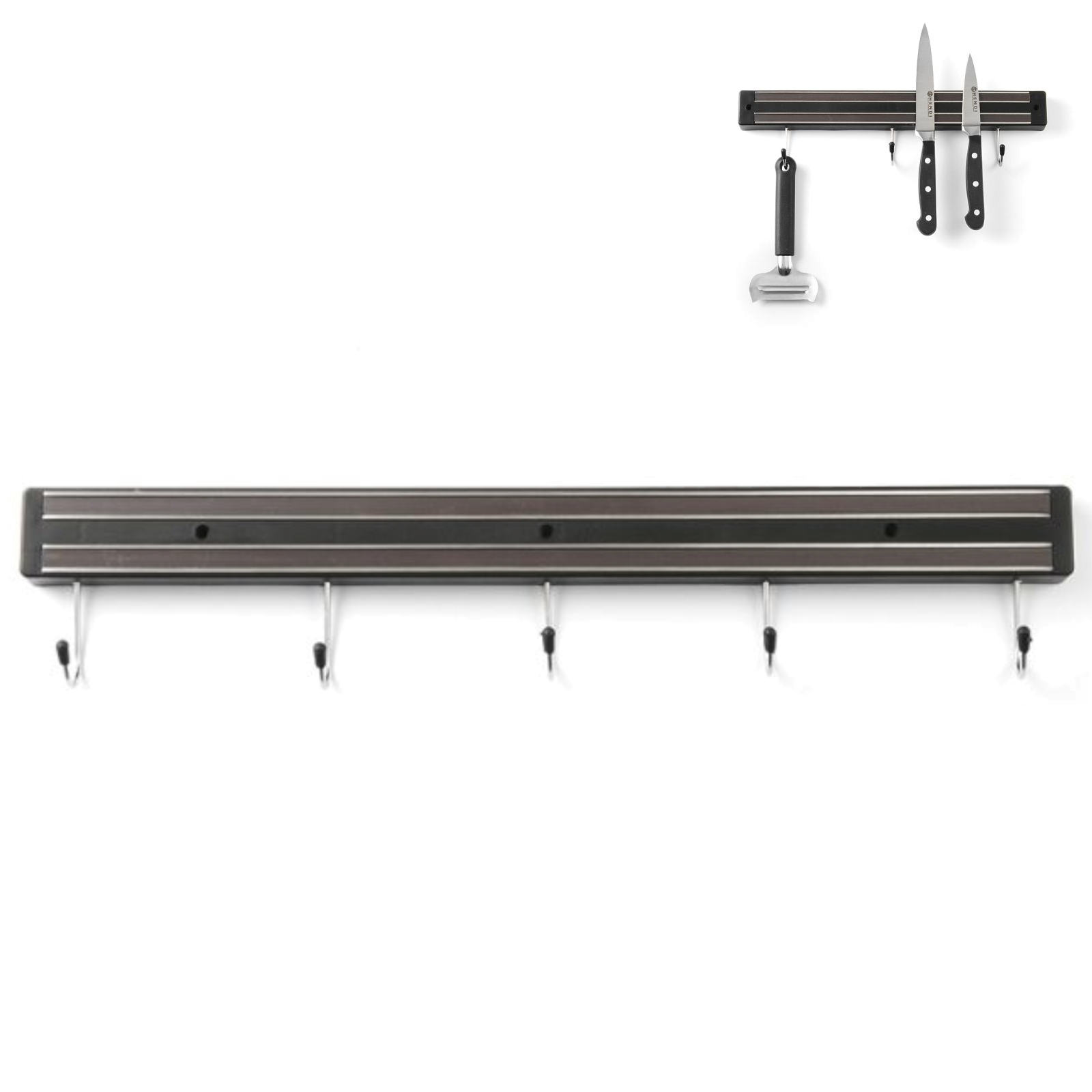 Hendi Schwarz Magnetischer Messerblock Mit Haken, 450 Mm Lang - 820308