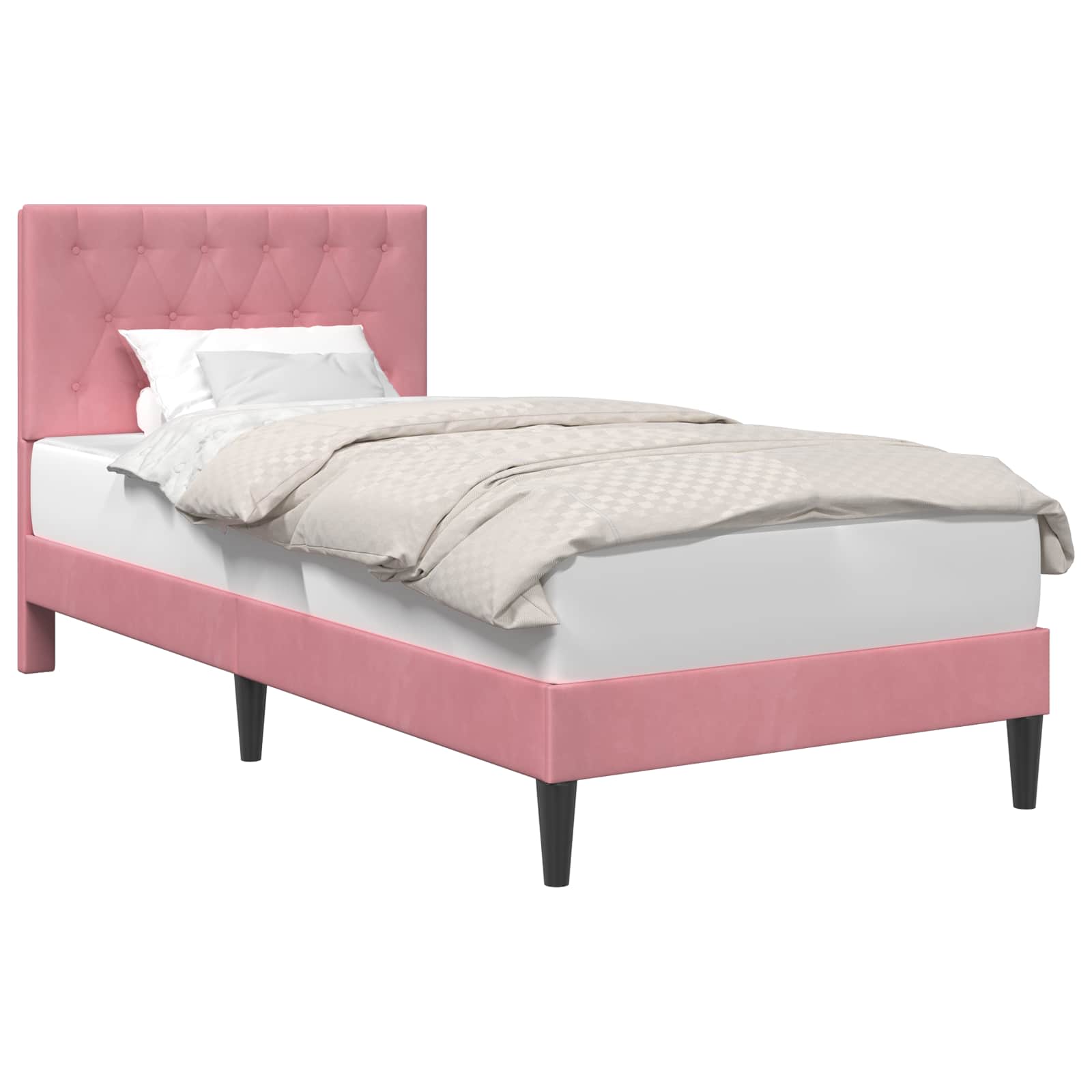 Bed Frame With Headboard Pink 100 X 200 Cm Velvet Vidaxl