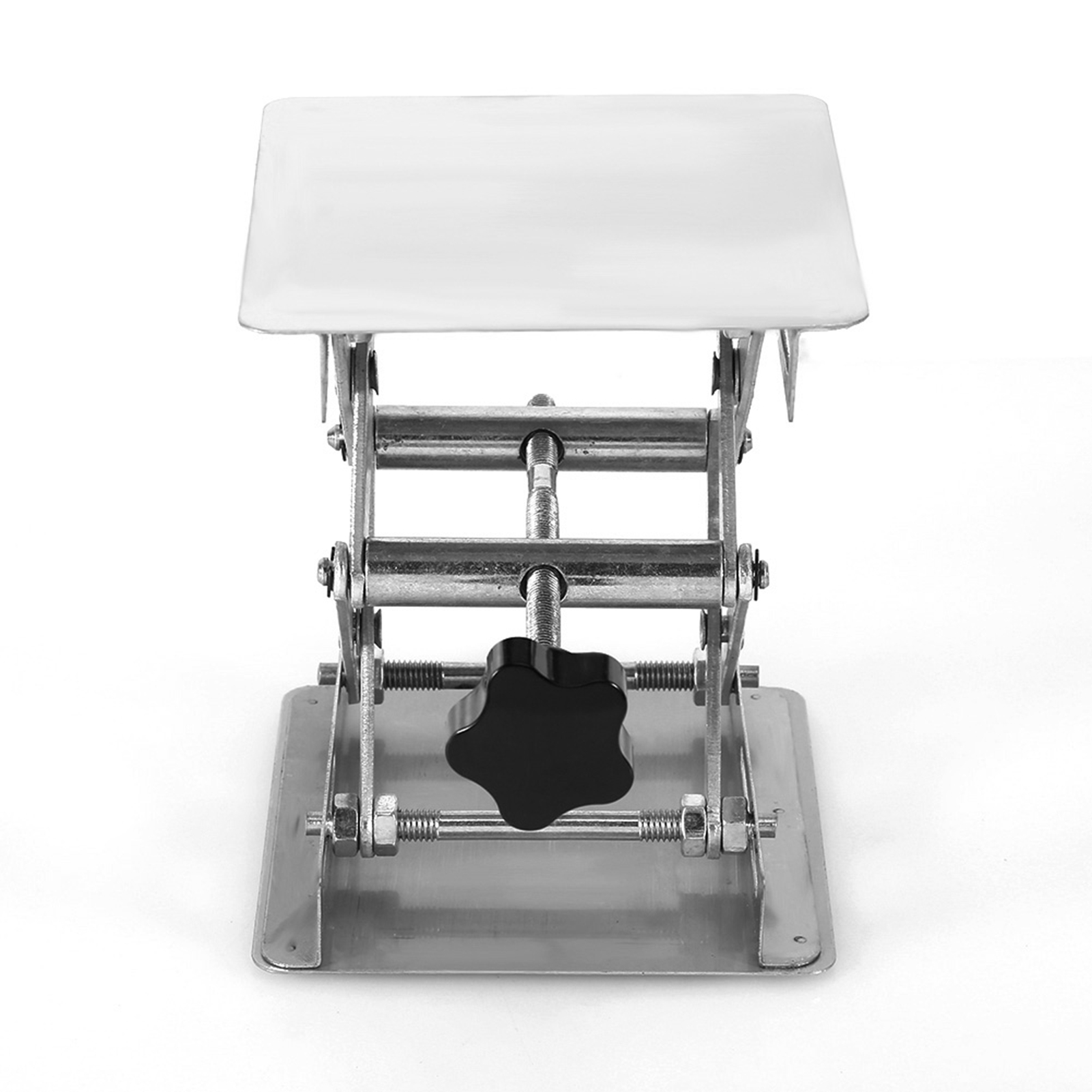 Table élévatrice de laboratoire en acier inoxydable, plateau 100x100 mm, réglage 45 à 150 mm, 1 pièce