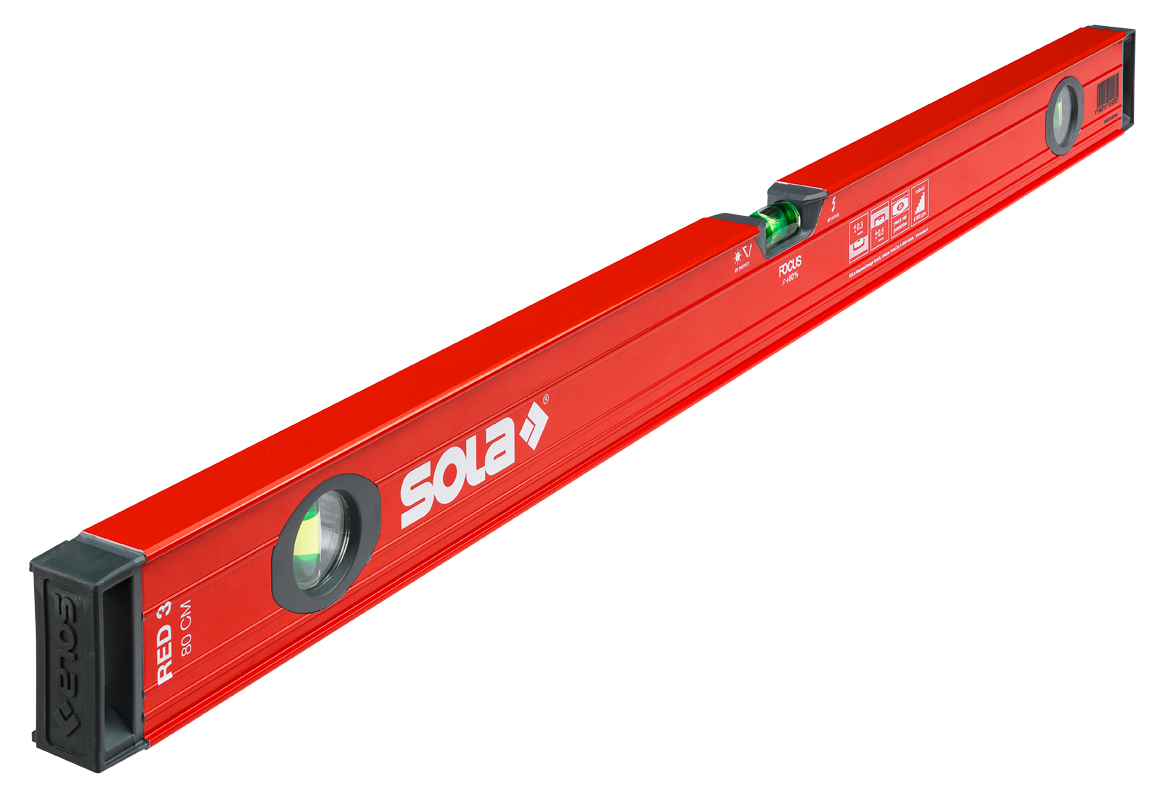 Fp Sola Red 3 Wasserwaage 80Cm Robuste Ausführung Rot Pulverbeschichtet Aluminium