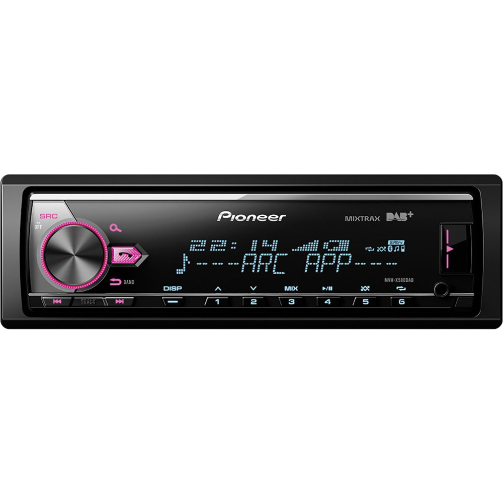 Pioneer Schwarz Mvh-X580dab Autoradio Dab+ Tuner, Anschluss Für Lenkradfernbedienung, Bluetooth®-Freispreche