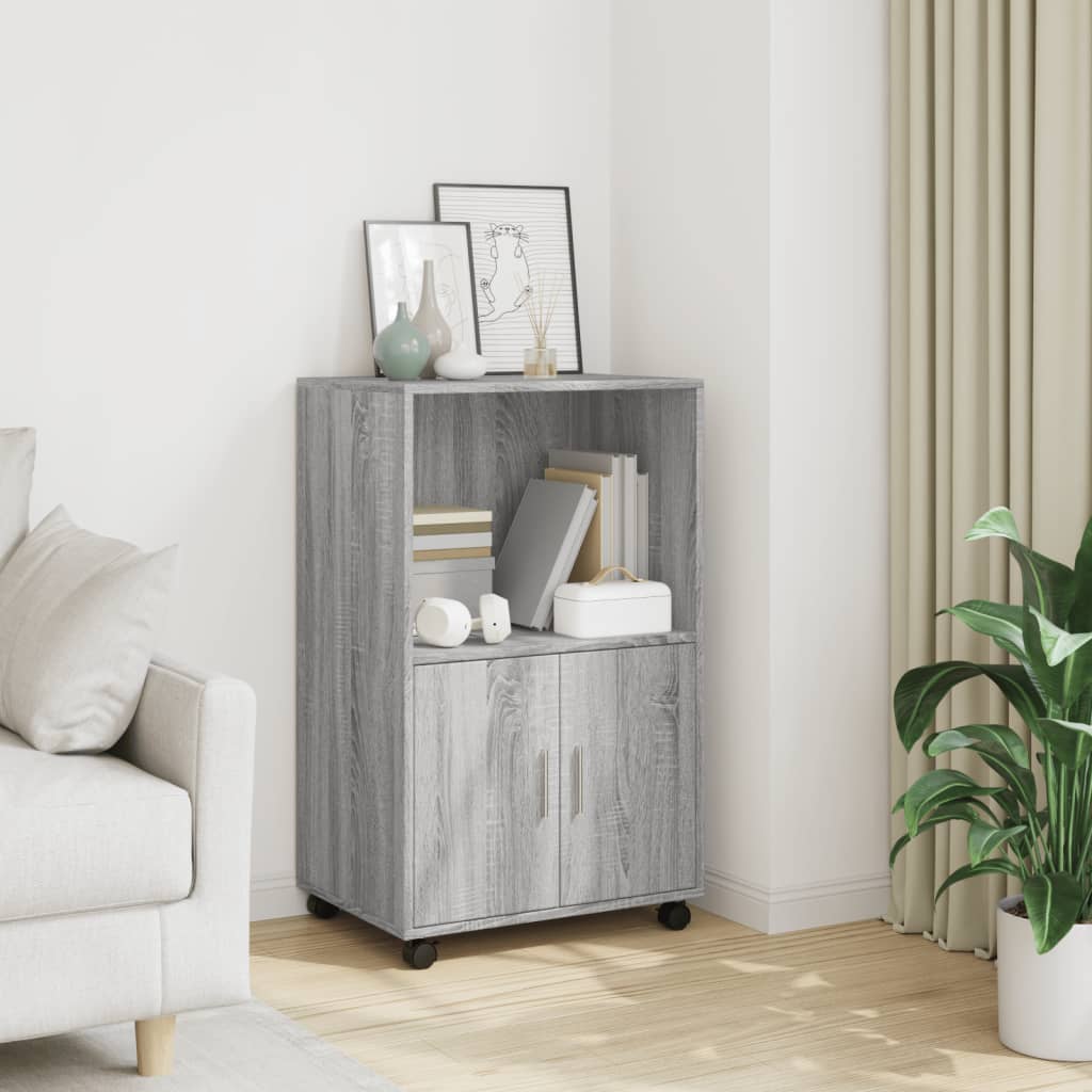 Vidaxl - Armoire À Roulettes Sonoma Gris 55x40x91 Cm Bois D'Ingénierie