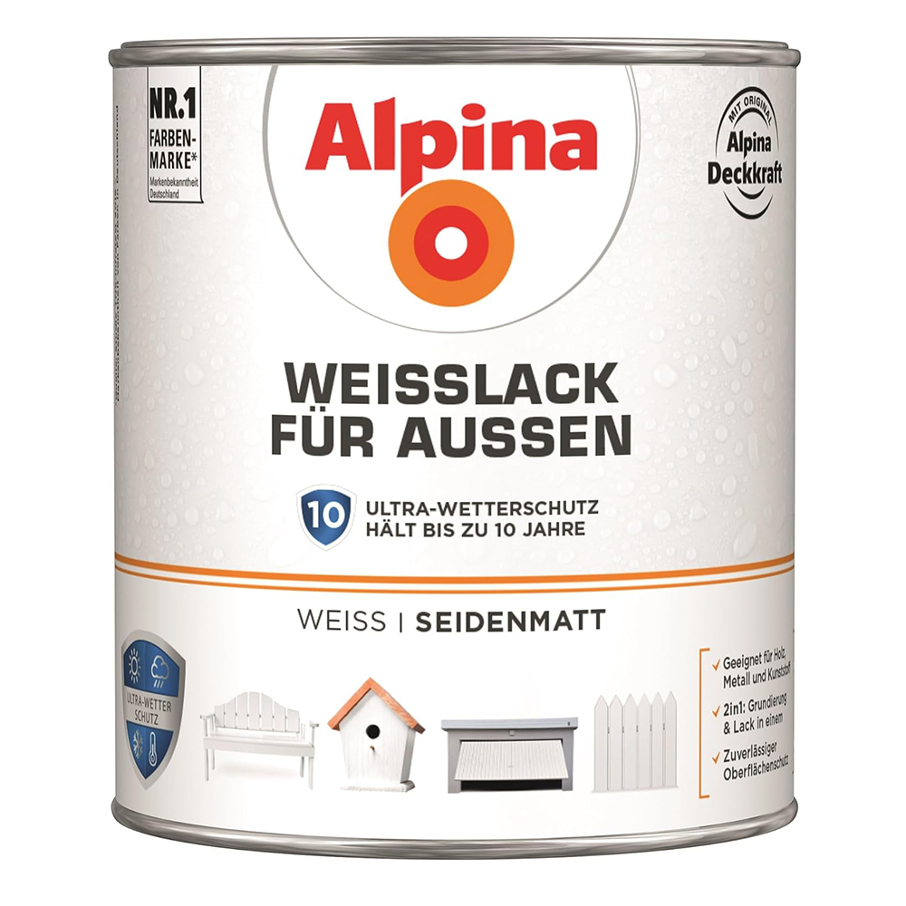 Weisslack Für Außen Seidenmatt 0,75 Ltr. - Alpina