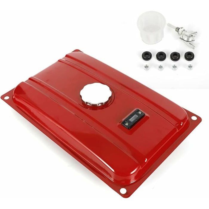 Réservoir d'essence 18,9 L pour groupe électrogène, fer chromé, avec bouchon, filtre, jauge et robinet