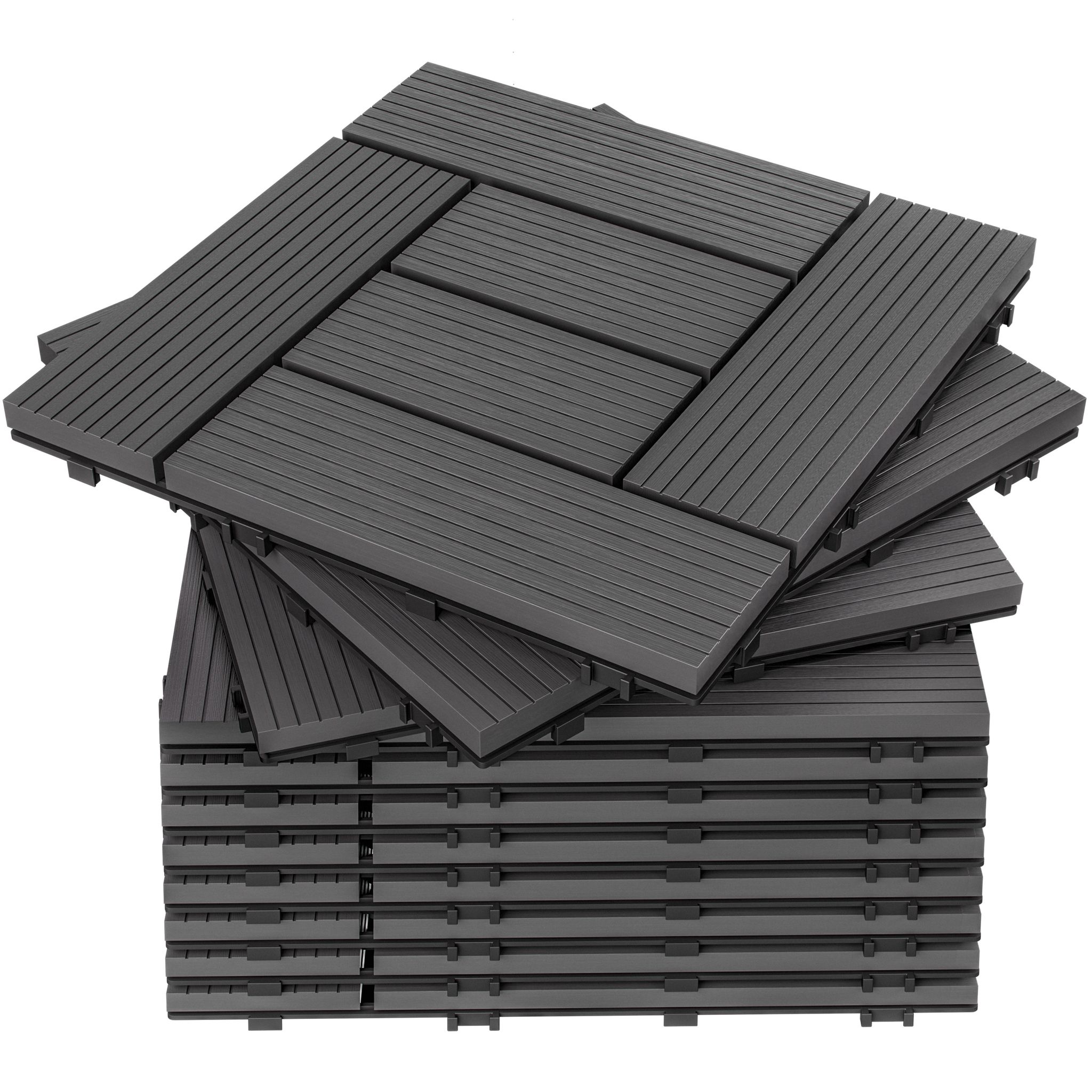 Deuba Casaria® Wpc-fliesen Terrassenfliesen Holzfliesen 30x30cm Balkon Terrasse Pool Garten Muster Klassik Mosaik Terrakotta Anthrazit Mosaik Anthrazit