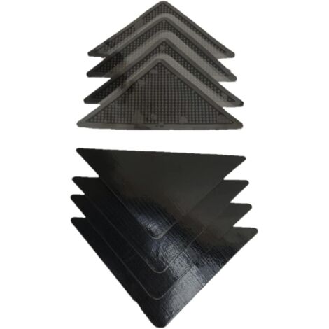 Coins de tapis antidérapants 7 x 7 cm, adhésif repositionnable sans résidu, lavables, lot de 8