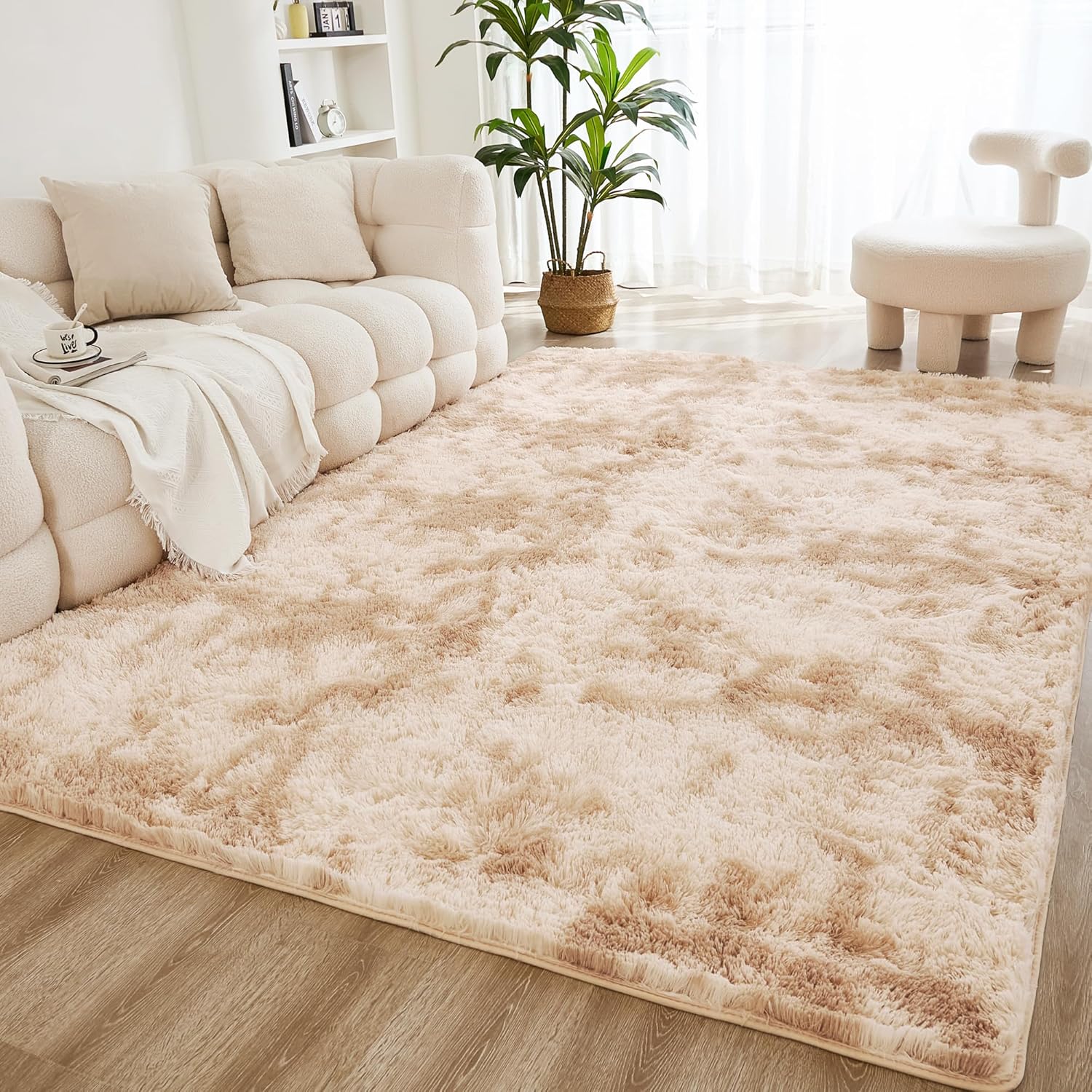 Freosen – Tapis Shaggy 160 X 200 Cm – Tapis Moelleux Kaki Rectangulaire