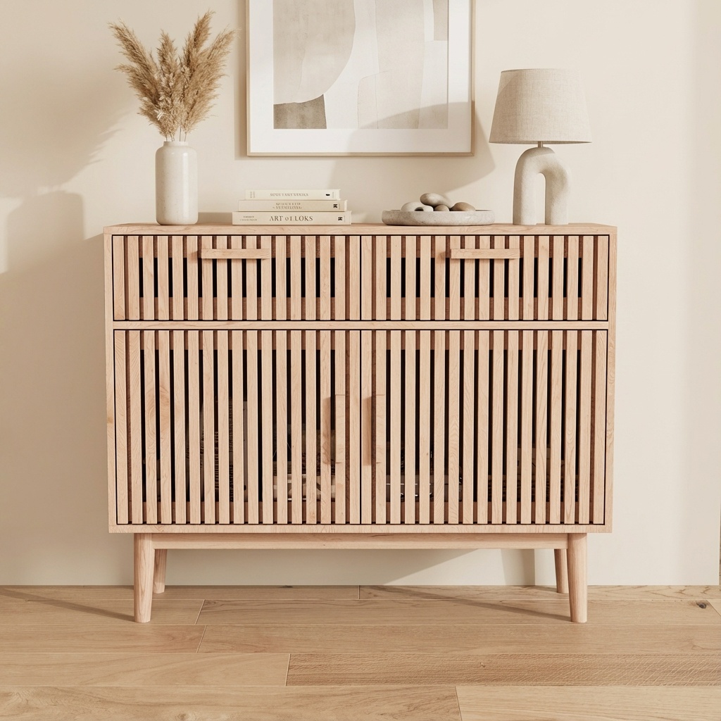 Fortuna Lai - Buffet Avec 2 Portes Et 2 Tiroirs - Armoire 100x35x80cm
