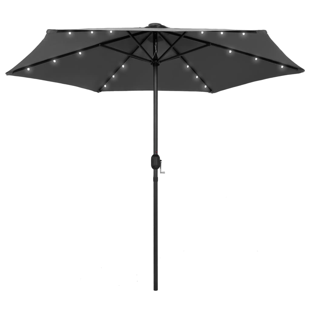 Vidaxl - Parasol De Jardin Et Lumières Led Mât En Aluminium Anthracite