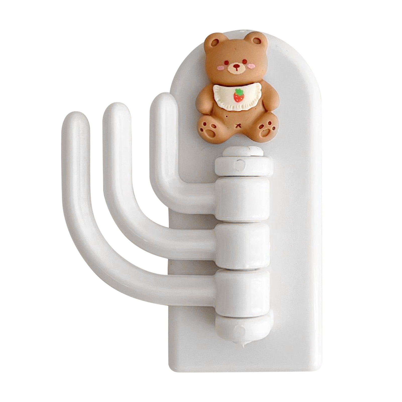 Crochet mural adhésif motif ours beige, plastique, lot de 2