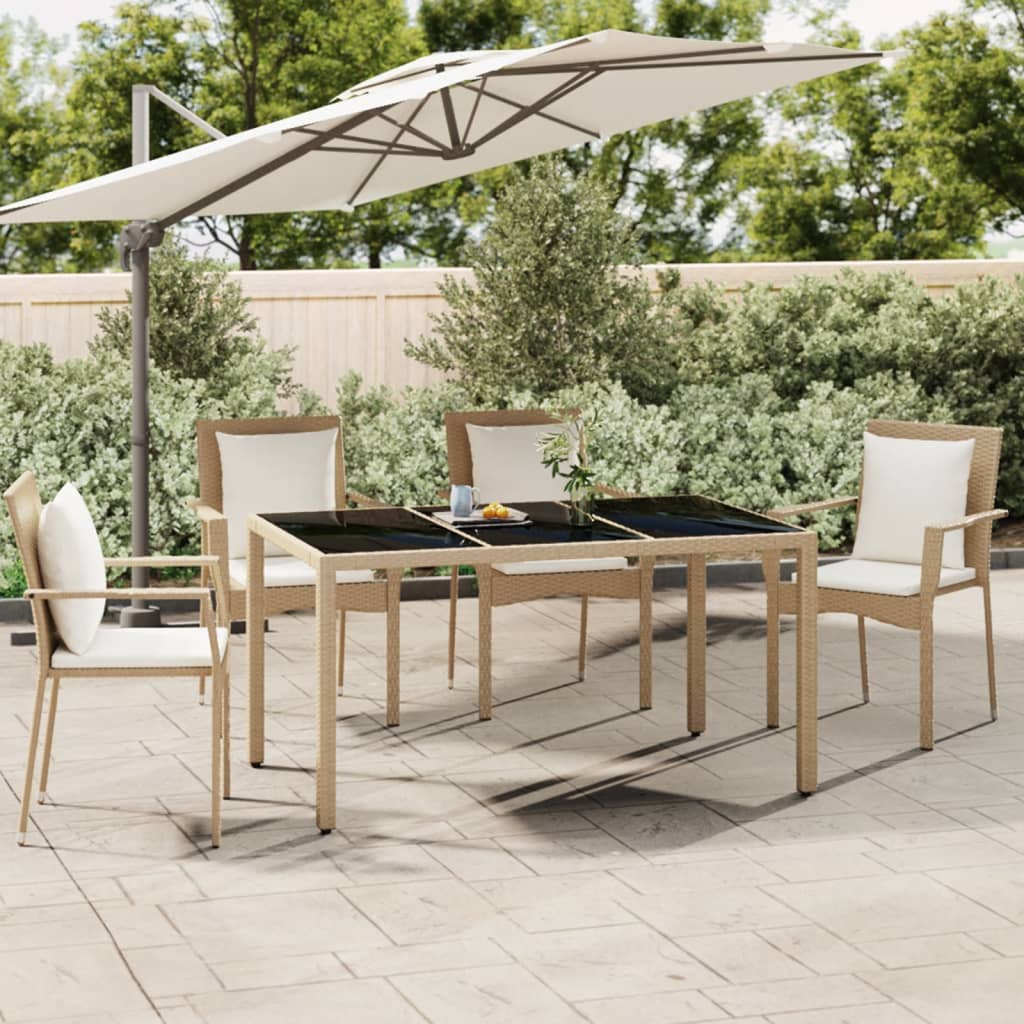 Vidaxl - Table De Jardin Plateau En Verre Résine Tressée Verre Trempé
