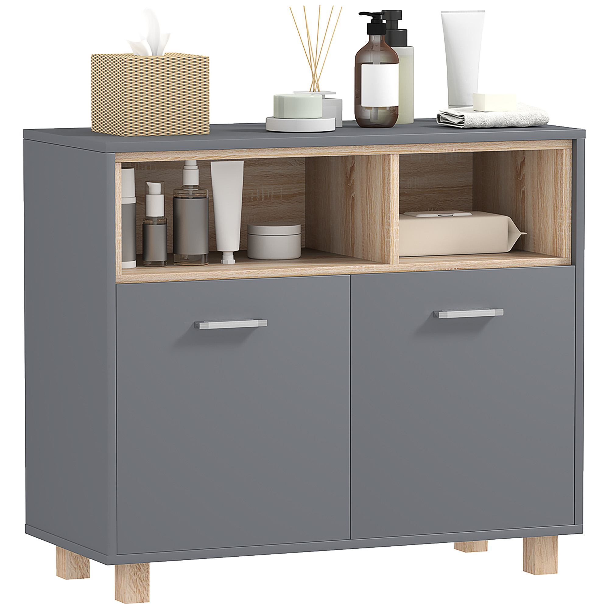 Homcom - Meuble Bas Salle De Bain Design - 2 Portes