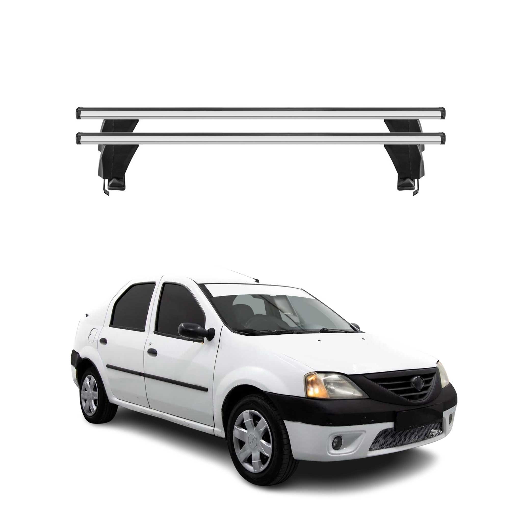 Omac Dachträger Querträger Alu Für Dacia Logan Mk1 2004-2012 – Abschließbar – T-Nut – City-Crash-Getestet – Max. 50 Kg Silber 8698797431033