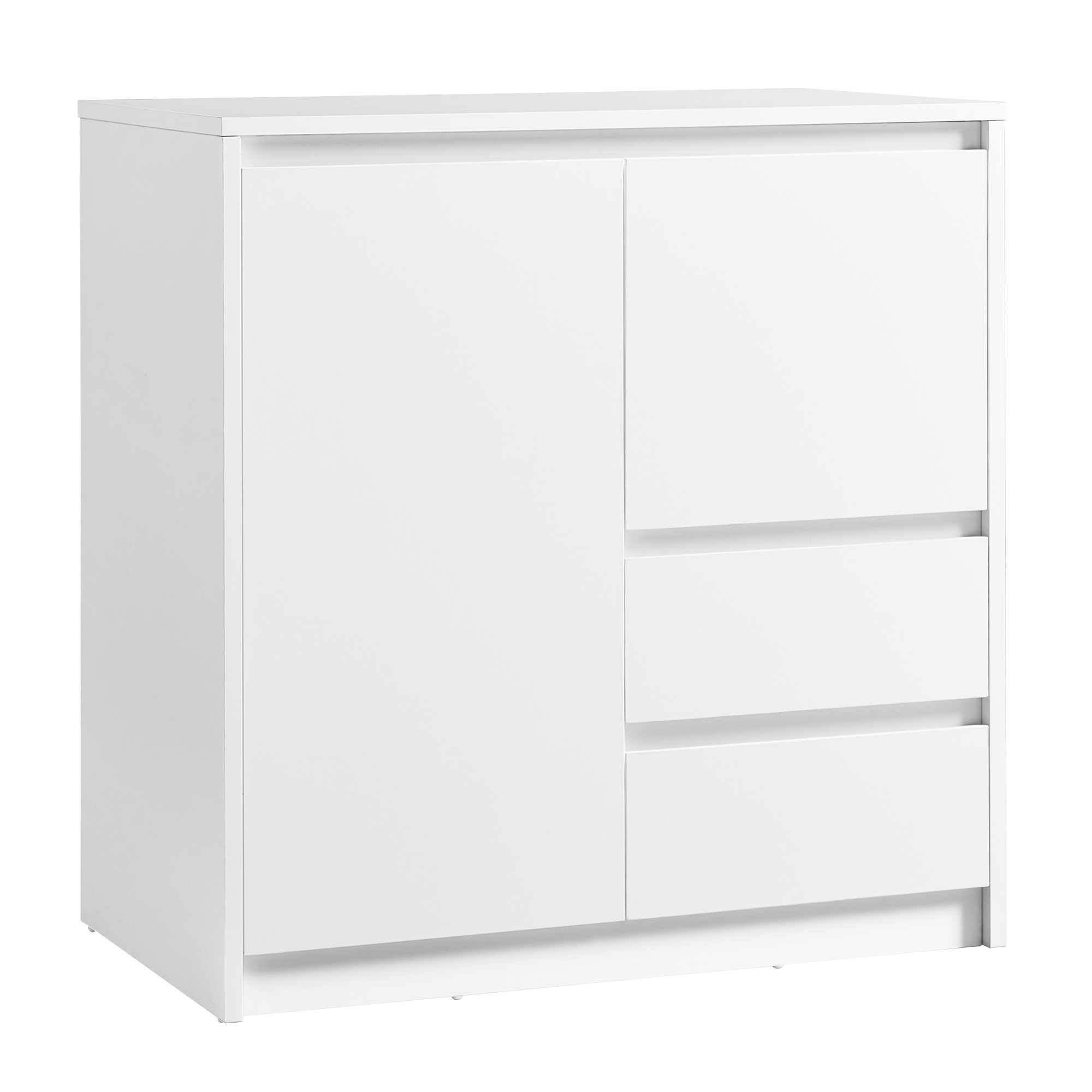 Vasagle – Buffet Blanc Nuage Moderne Avec 3 Compartiments Et 2 Tiroirs – Étagères Réglables – Dimensions 40 X 70 X 74,5 Cm – Pour Salon Et Bureau