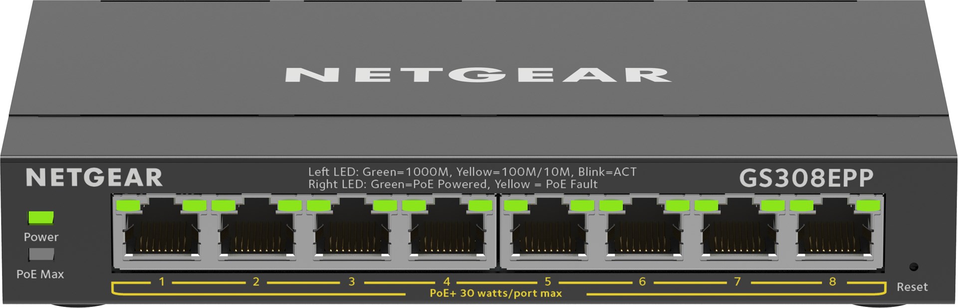 Netgear Gs308epp Poe Switch Port Gigabit Ethernet Lan Switch Poe+ 123W Plus (Managed Netzwerk Switch Poe Mit Igmp Snooping, Qos, Vlan, Lüfterloses Metallgehäuse) Größe 8 Schwarz - Image 9
