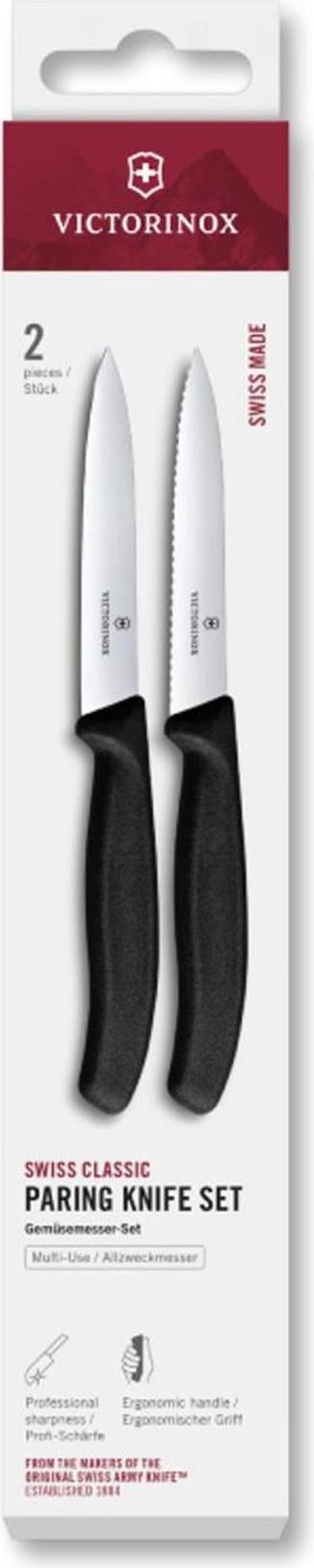Victorinox Swiss Classic Tomatenmesser und Gemüsemesser Set 2-tlg. Schwarz | Rüstmesser mit extra scharfer Wellenschliff-Klinge für Tomaten und Obst, Rostfreier Stahl, Spülmaschinengeeignet, Swiss Made - Bild 6
