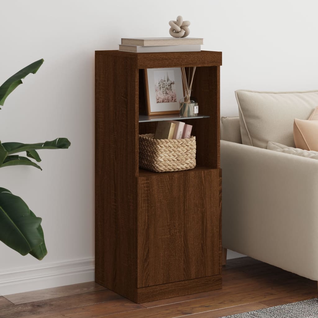 Buffet Avec Lumières Led Chêne Marron 41x37x100 Cm