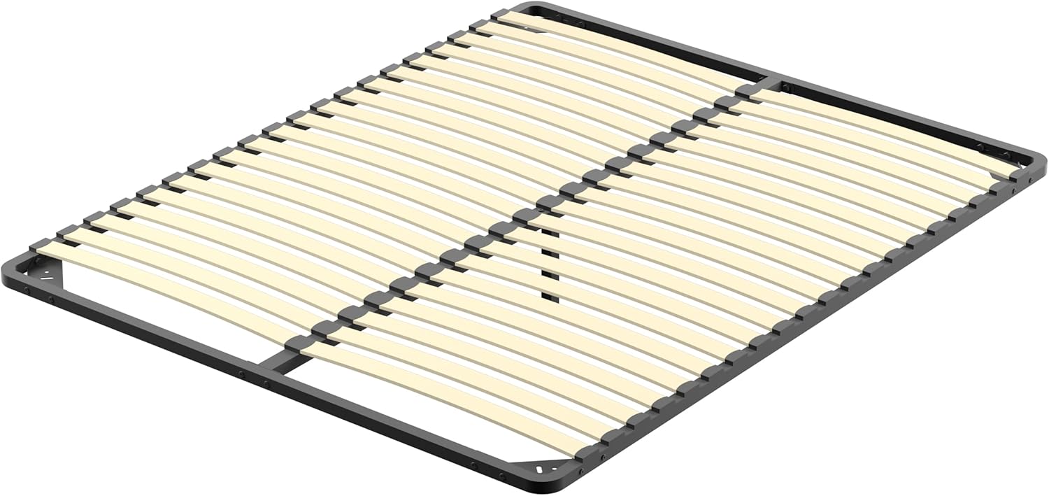 Stanew – Sommier 160 X 200 Cm – Lit Sans Cadre Avec Lattes En Bois – Pied En T Réglable 25-27 Cm – Construction Acier Renforcé