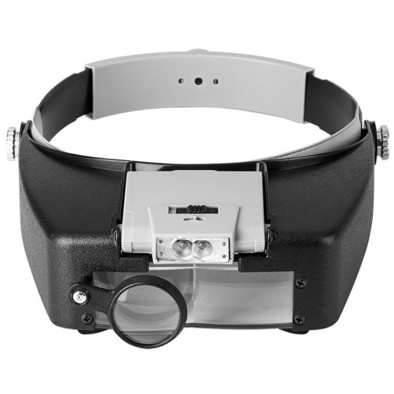 Fascia Per La Testa Con Lente D'Ingrandimento A Mani Libere Per Orologiai Con Luce, Cuffie Con Lente D'Ingrandimento E Luce Led, Per Orologiai, Gioiellieri, Lettura
