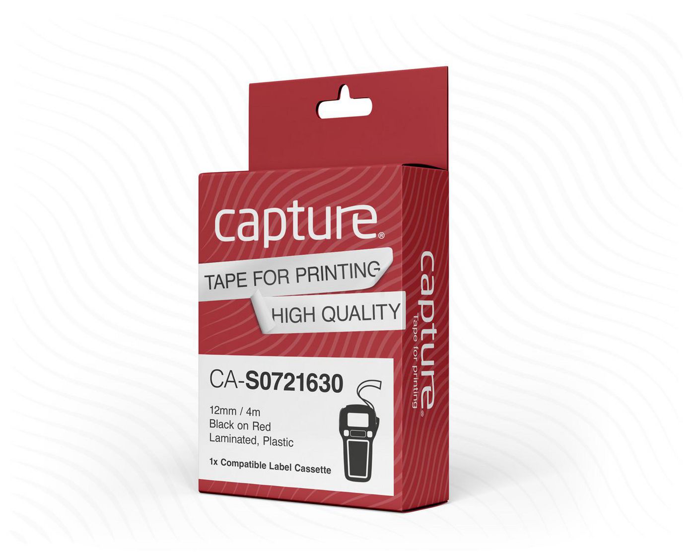 Capture 12Mm X 4M Schwarz Auf Rot, Ca-S0721630 5704174978039